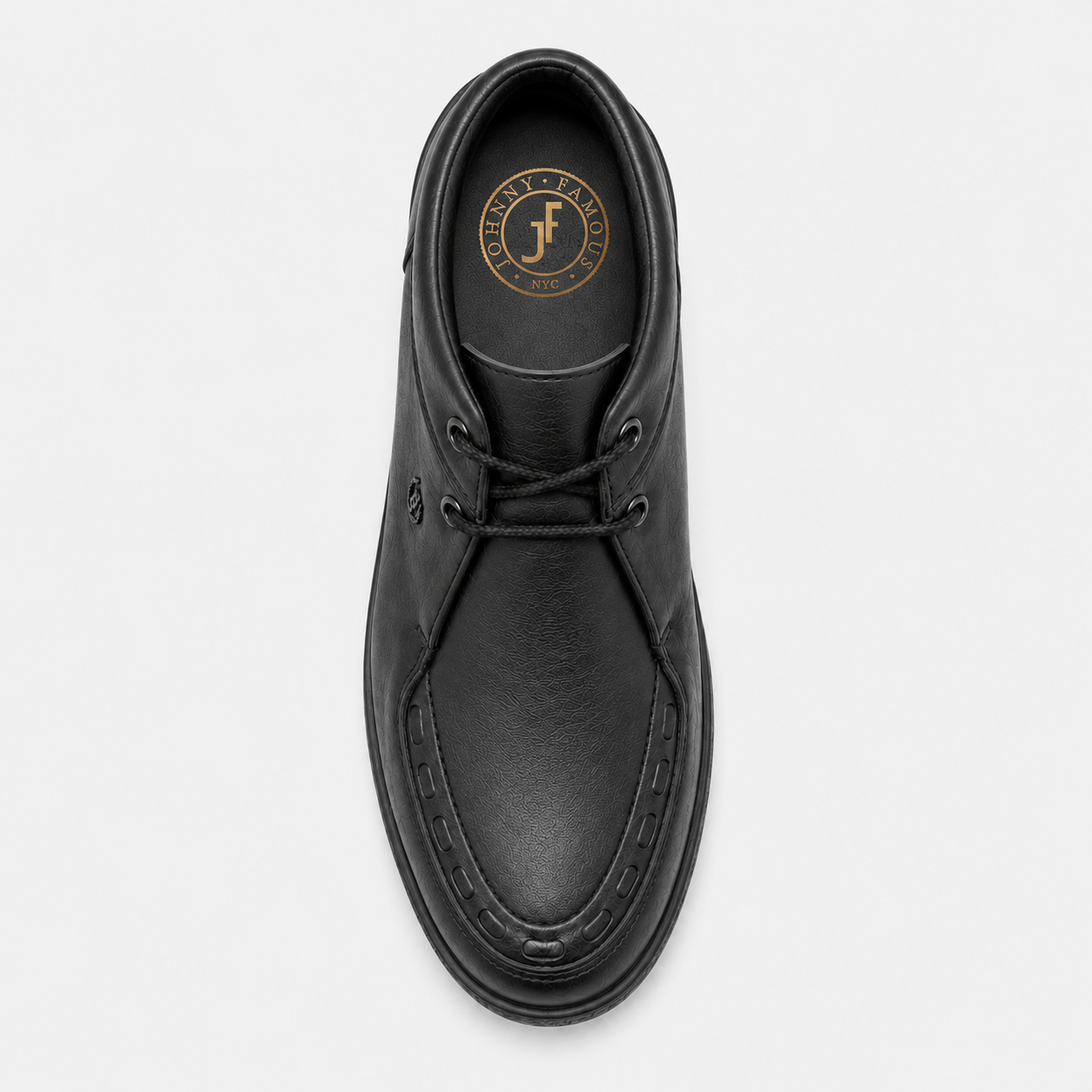 Johnny Famous Soho Men's Onyx Black Elephant-Embossed Nappa Leather High-Top Sneakers | Retro Bally-Inspired