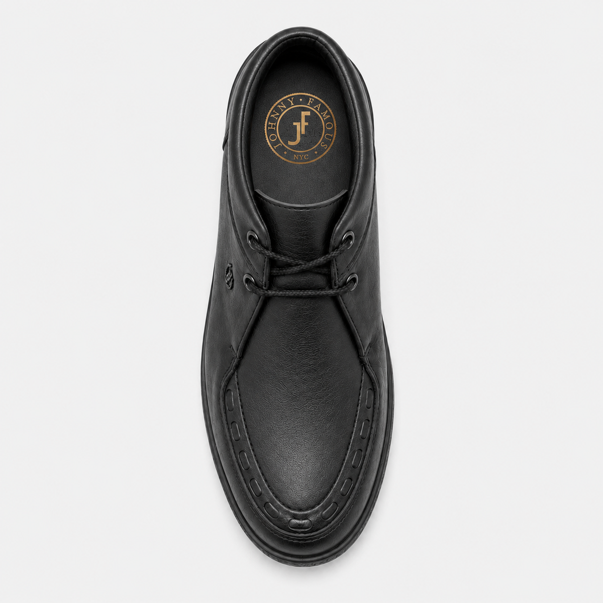 Johnny Famous Soho Men's Onyx Black Elephant-Embossed Nappa Leather High-Top Sneakers | Retro Bally-Inspired – On-Foot Styling