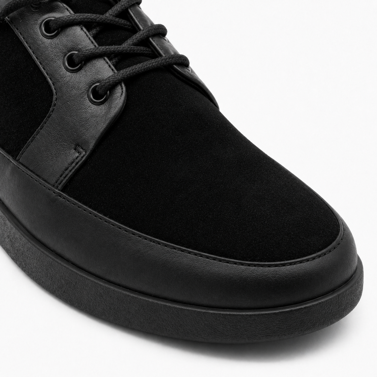 Johnny Famous Park West Men's All-Black Nappa Leather & Textured Suede Low-Top Sneakers | Retro Bally-Inspired