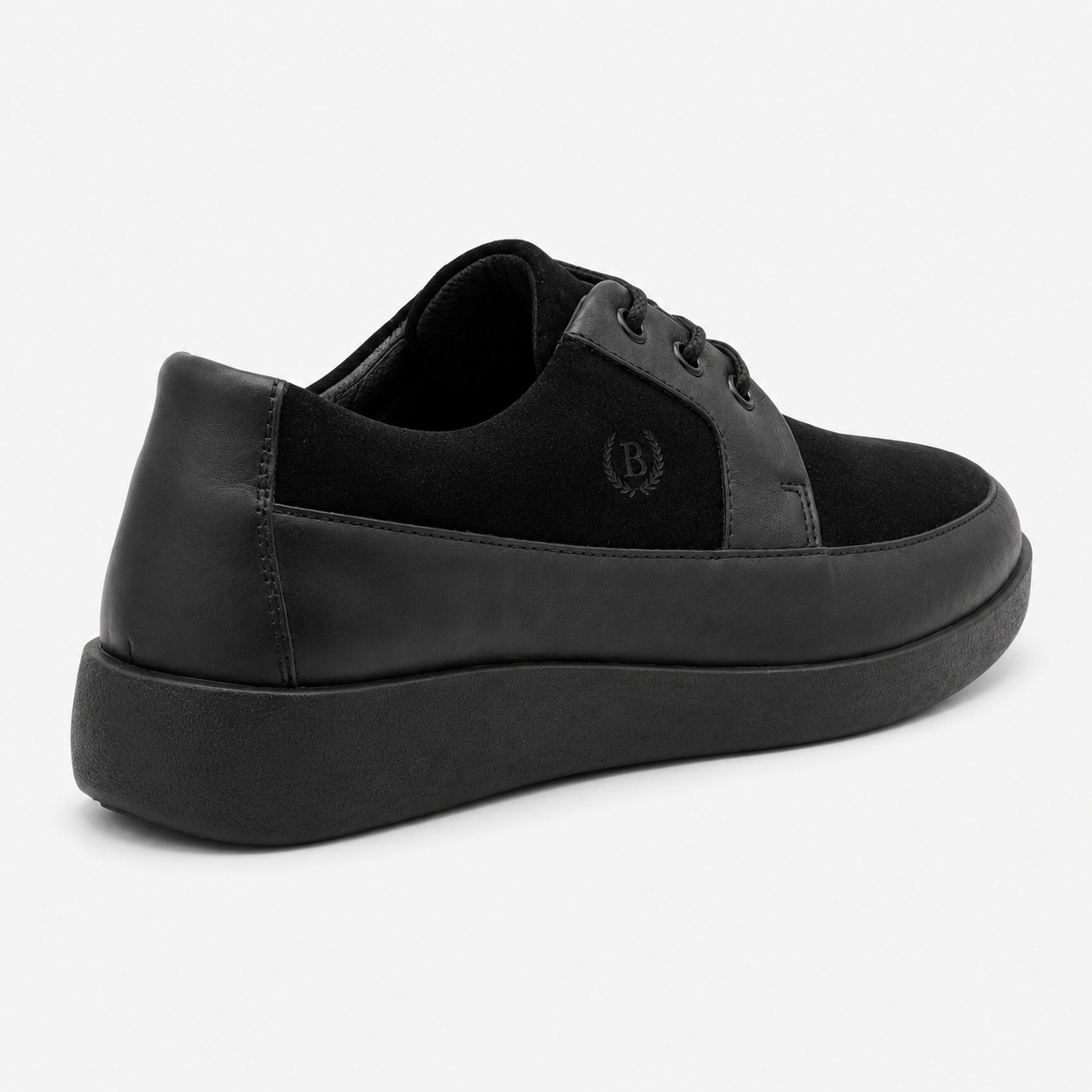 Johnny Famous Park West Men's All-Black Nappa Leather & Textured Suede Low-Top Sneakers | Retro Bally-Inspired