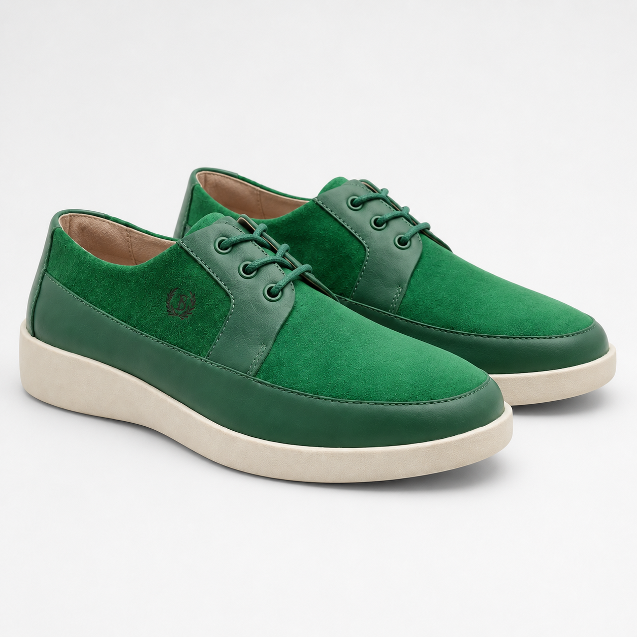 Johnny Famous Park West Men's Rich Green Leather & Suede Low-Top Sneakers | Retro Bally-Inspired