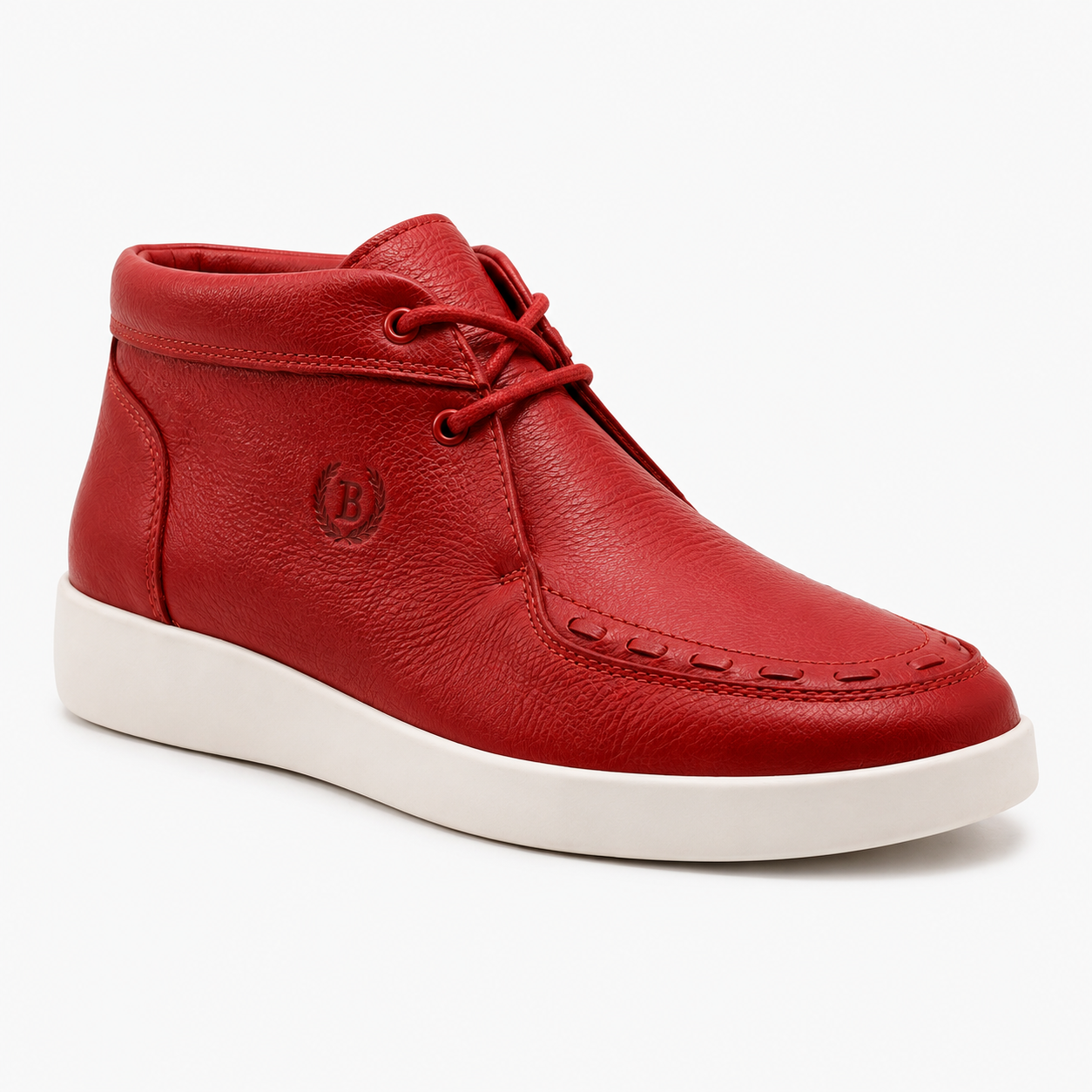 Johnny Famous Soho Men's Red Nappa Leather High-Top Sneakers | Retro Bally-Inspired
