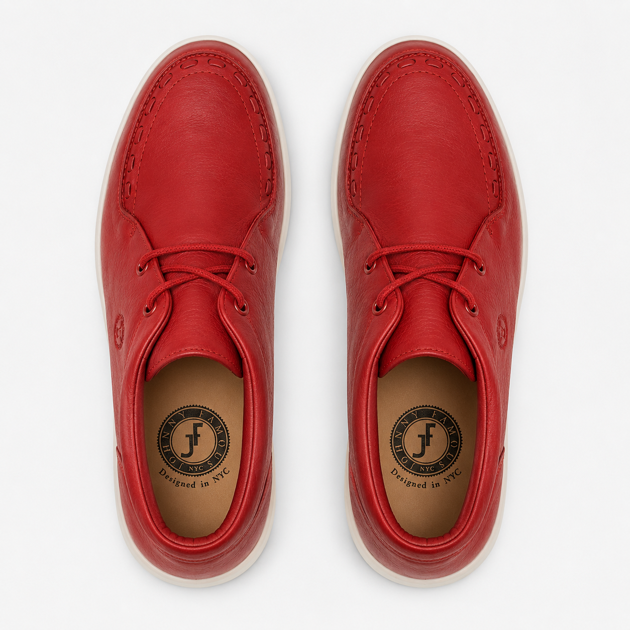 Johnny Famous Soho Men's Red Nappa Leather High-Top Sneakers | Retro Bally-Inspired