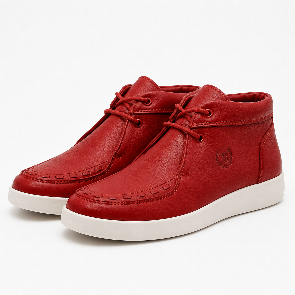Johnny Famous Soho Men's Red Nappa Leather High-Top Sneakers | Retro Bally-Inspired