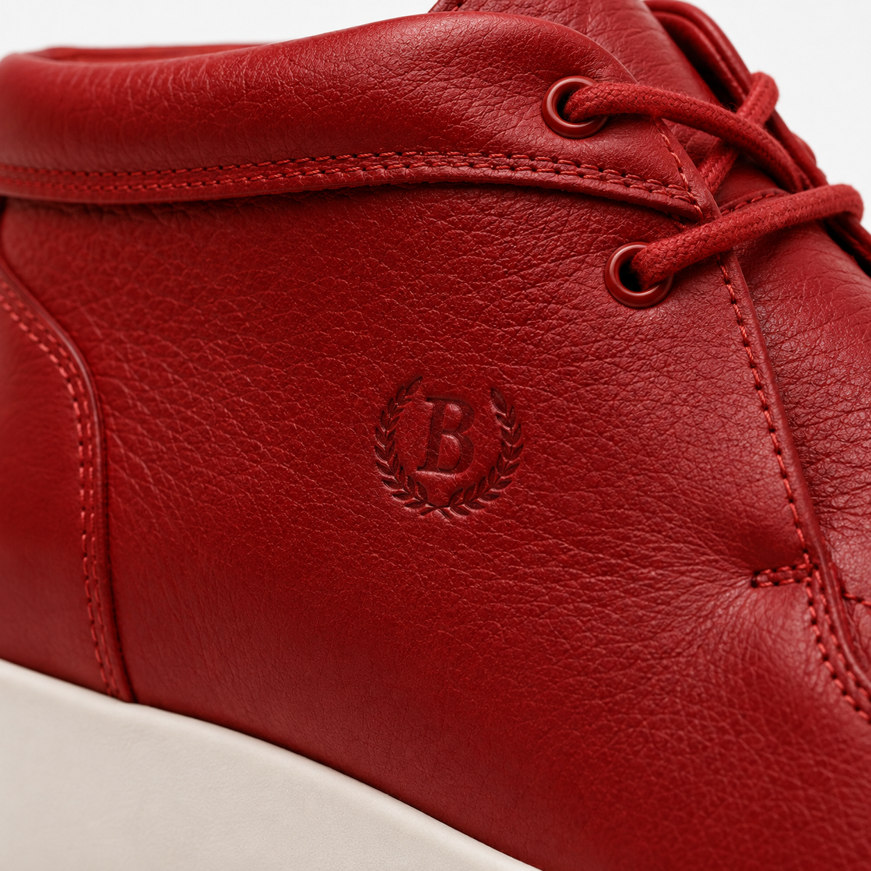 Johnny Famous Soho Men's Red Nappa Leather High-Top Sneakers | Retro Bally-Inspired