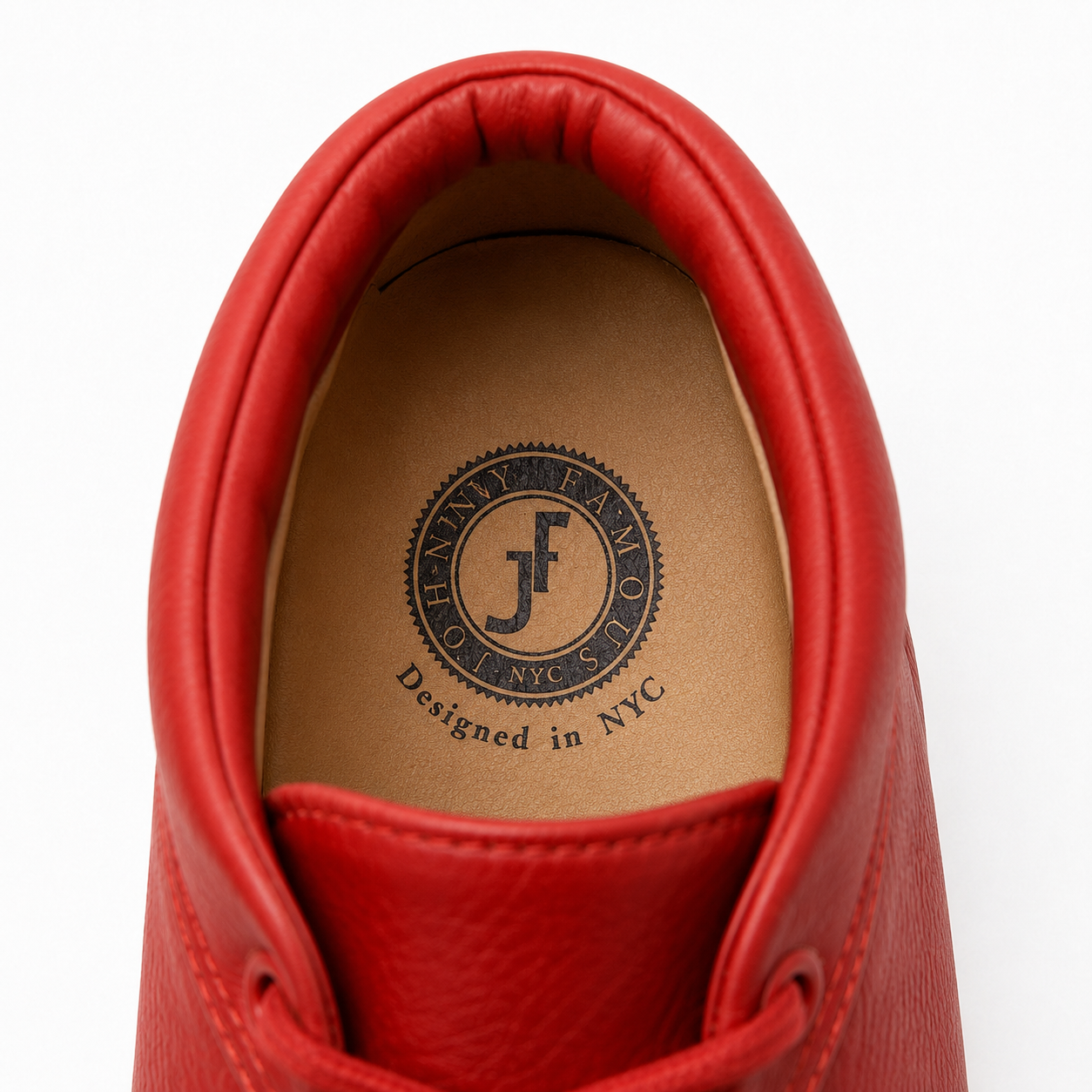 Johnny Famous Soho Men's Red Nappa Leather High-Top Sneakers | Retro Bally-Inspired