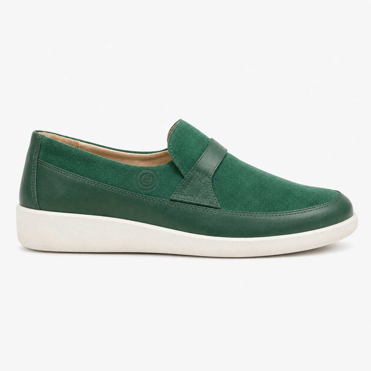 Johnny Famous Tribeca Men's Deep Green Leather & Suede Slip-On Sneakers | Retro Bally-Inspired