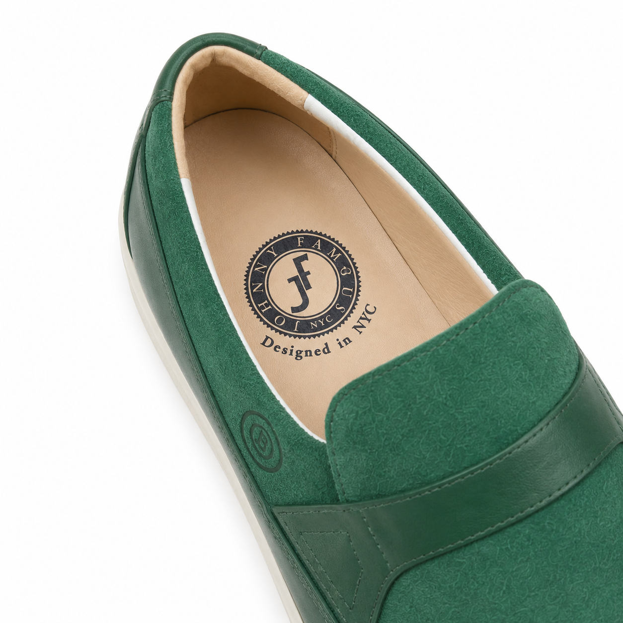 Johnny Famous Tribeca Men's Deep Green Leather & Suede Slip-On Sneakers | Retro Bally-Inspired