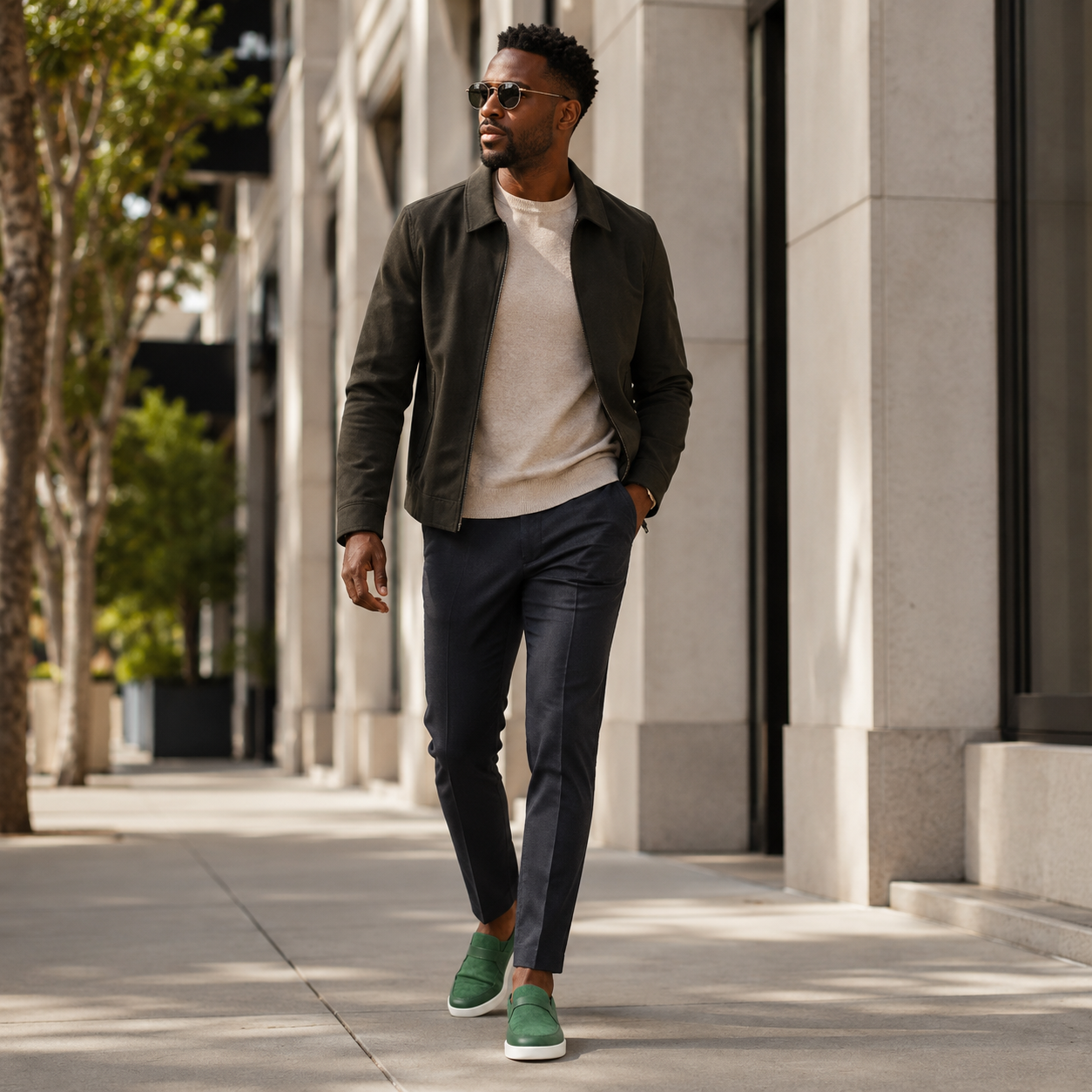 Johnny Famous Tribeca Men's Deep Green Leather & Suede Slip-On Sneakers | Retro Bally-Inspired