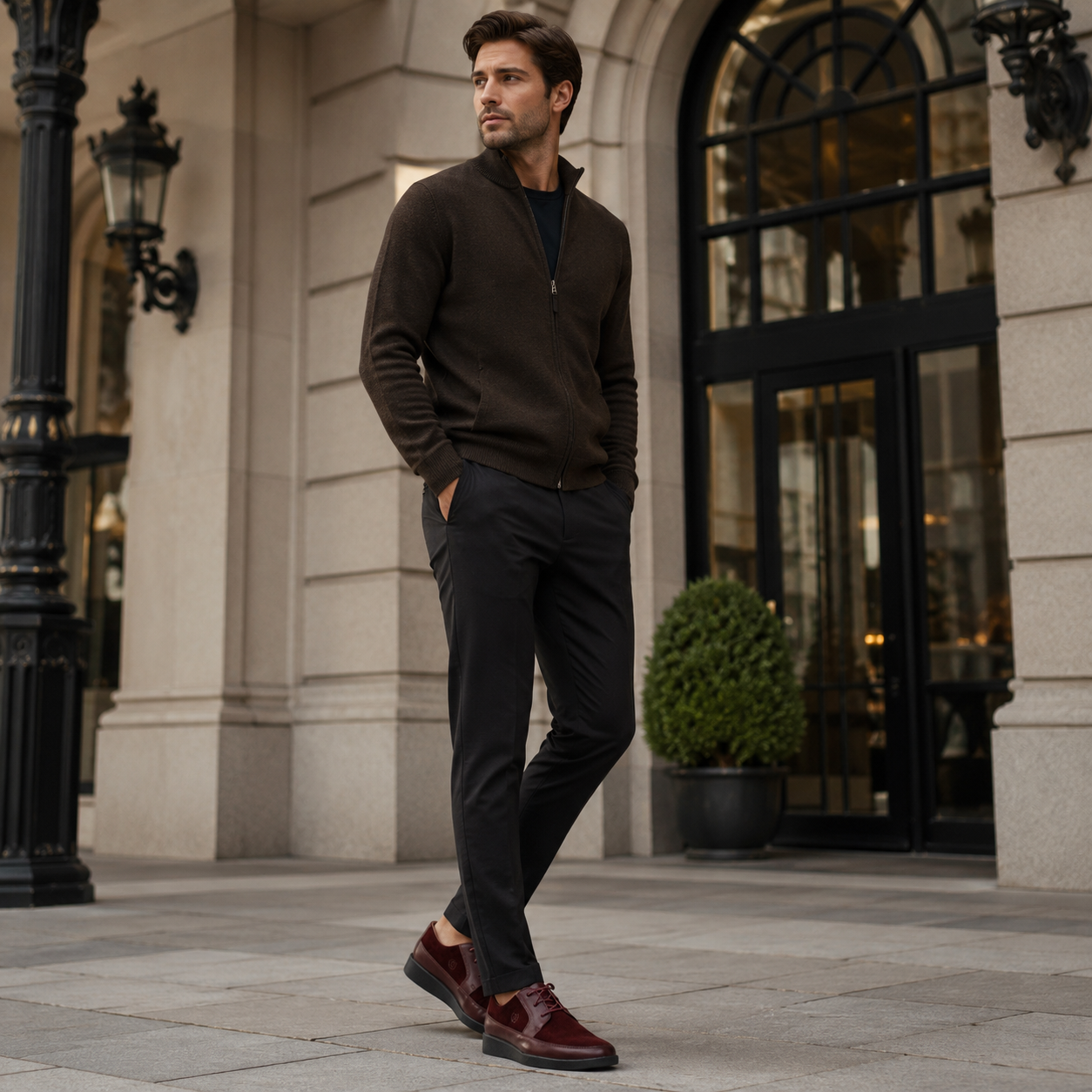 Johnny Famous Park West Men's Deep Burgundy Leather & Suede Low-Top Sneakers | Retro Bally-Inspired