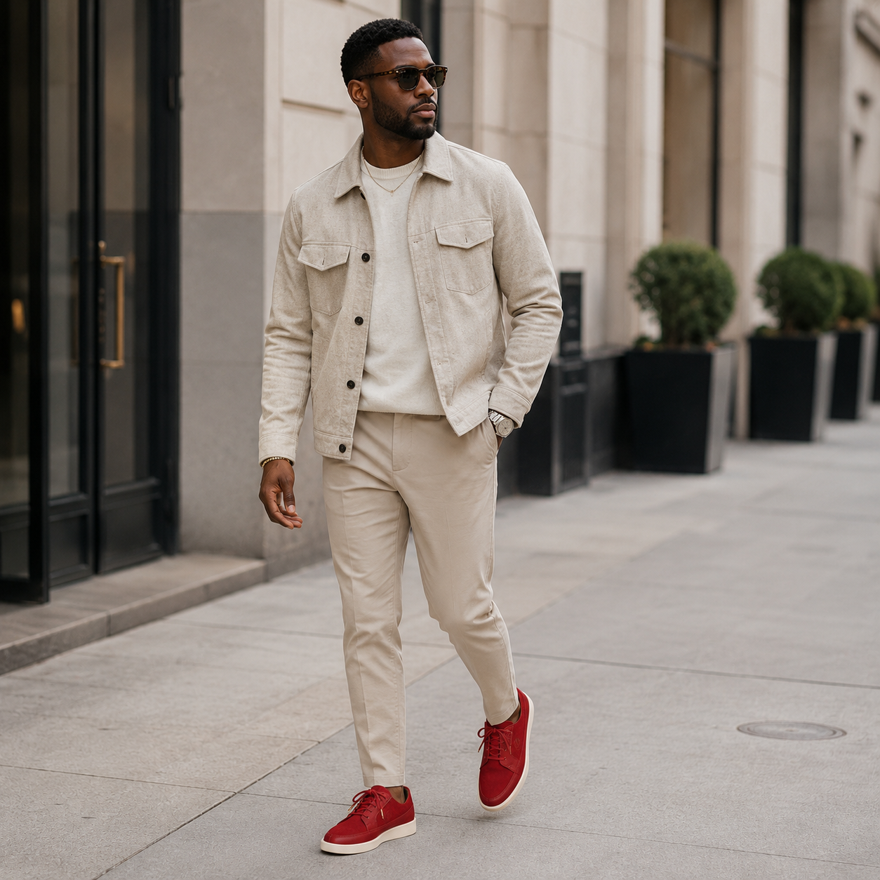 Johnny Famous Park West Men's Rich Red Leather & Suede Low-Top Sneakers | Retro Bally-Inspired