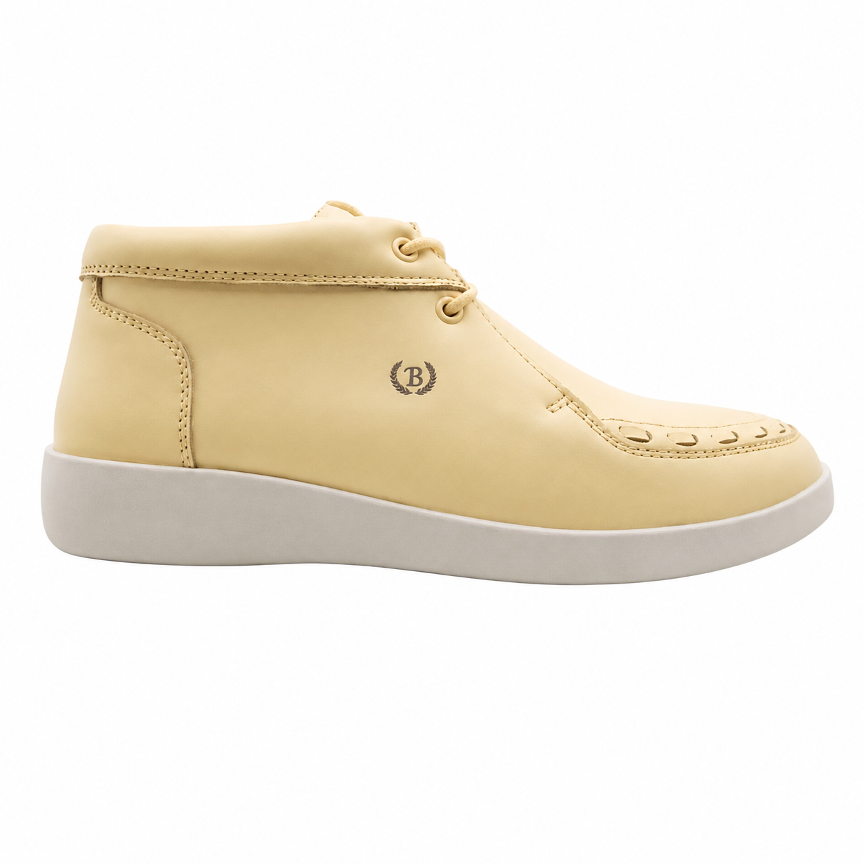 Johnny Famous Bally Style Soho Men's Yellow Nappa Leather High Top Sneakers