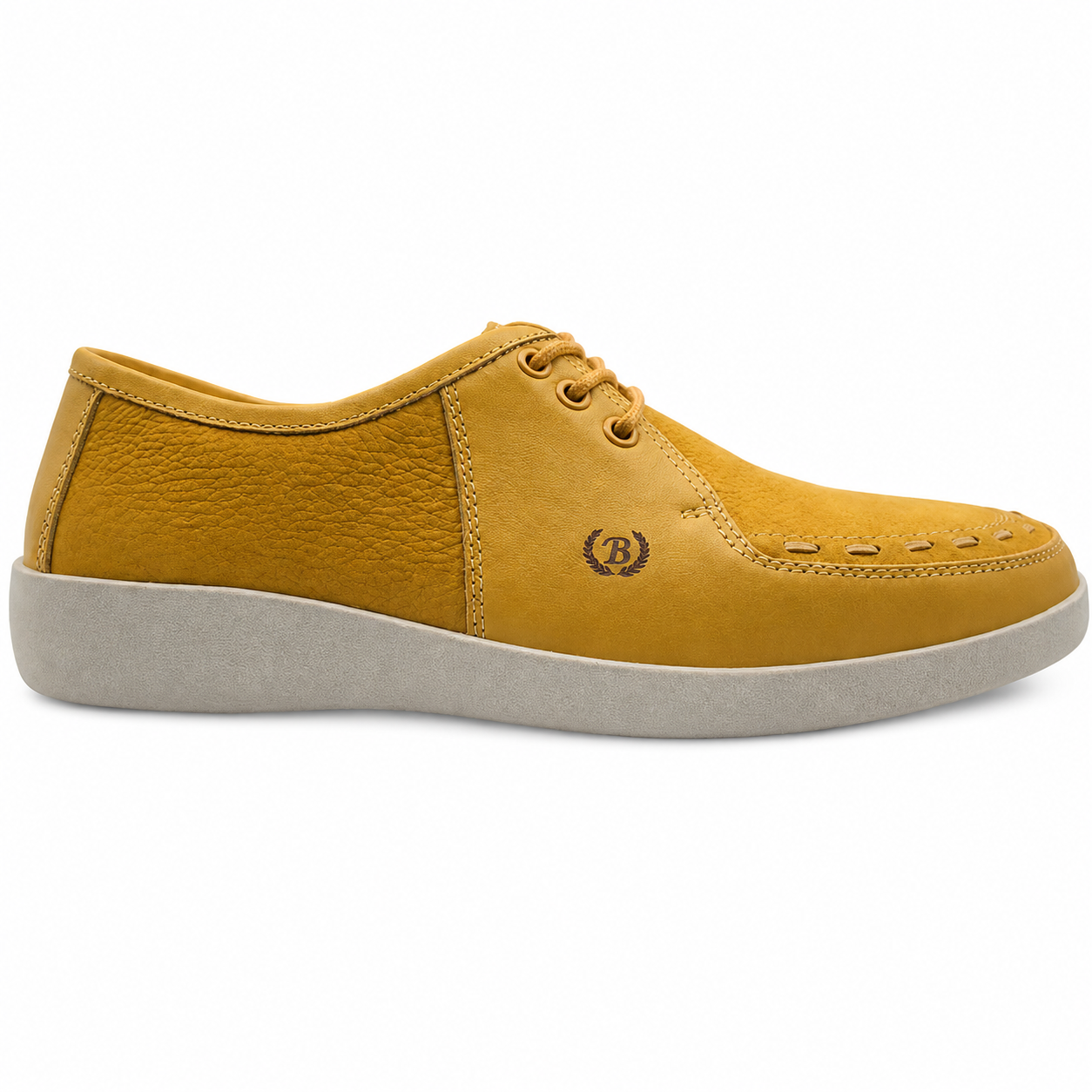 Johnny Famous Bally Style Delancey Men's Yellow Leather Low Top Sneakers