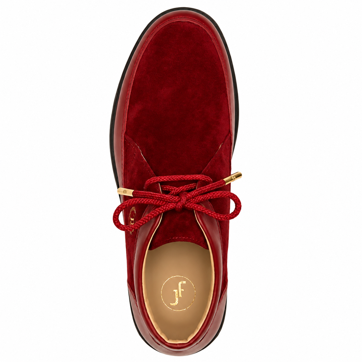 Johnny Famous Central Park Men's Red & Black Nappa Leather & Suede High-Top Sneakers | Retro Bally-Inspired