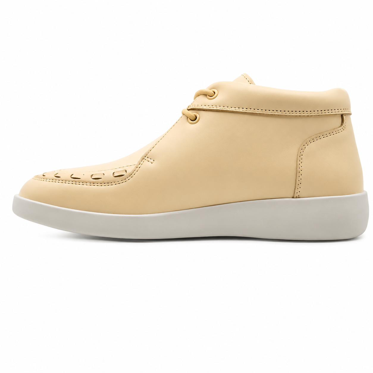 Johnny Famous Bally Style Soho Men's Yellow Nappa Leather High Top Sneakers