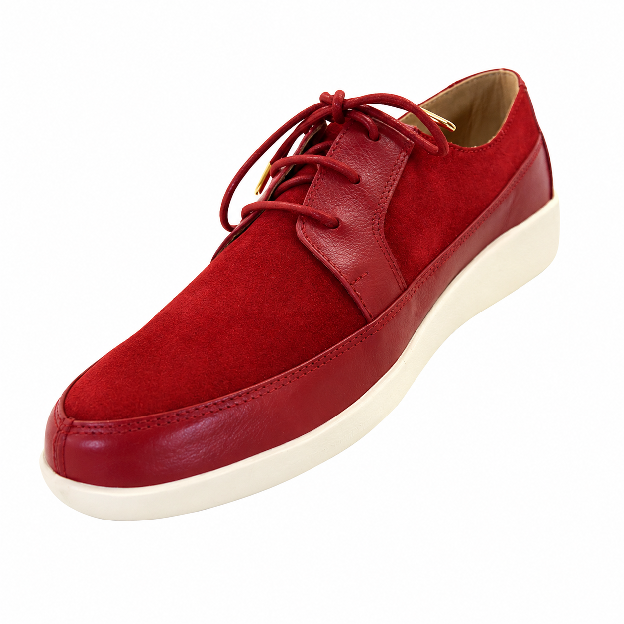 Johnny Famous Bally Style Park West Men's Red Suede and Leather Low Top Sneakers