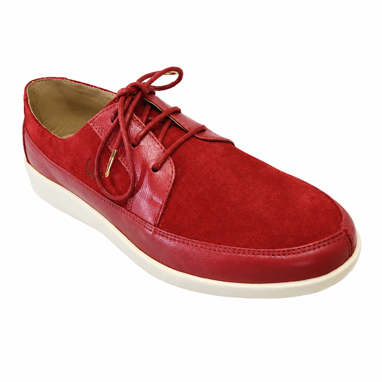 Johnny Famous Bally Style Park West Men's Red Suede and Leather Low Top Sneakers