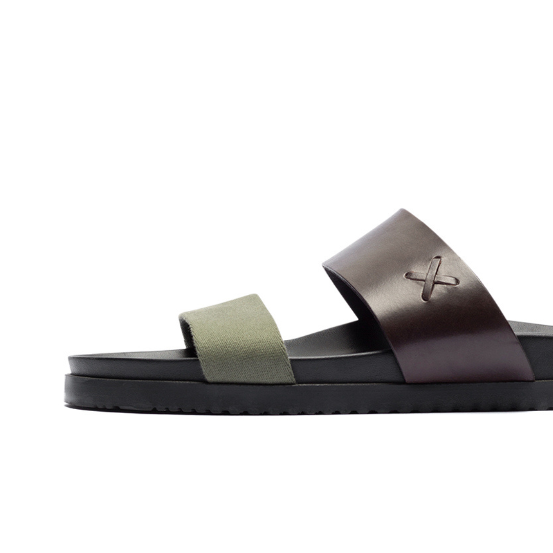 Del Toro Shoes Men's Brown & Green Cinturini Sandal