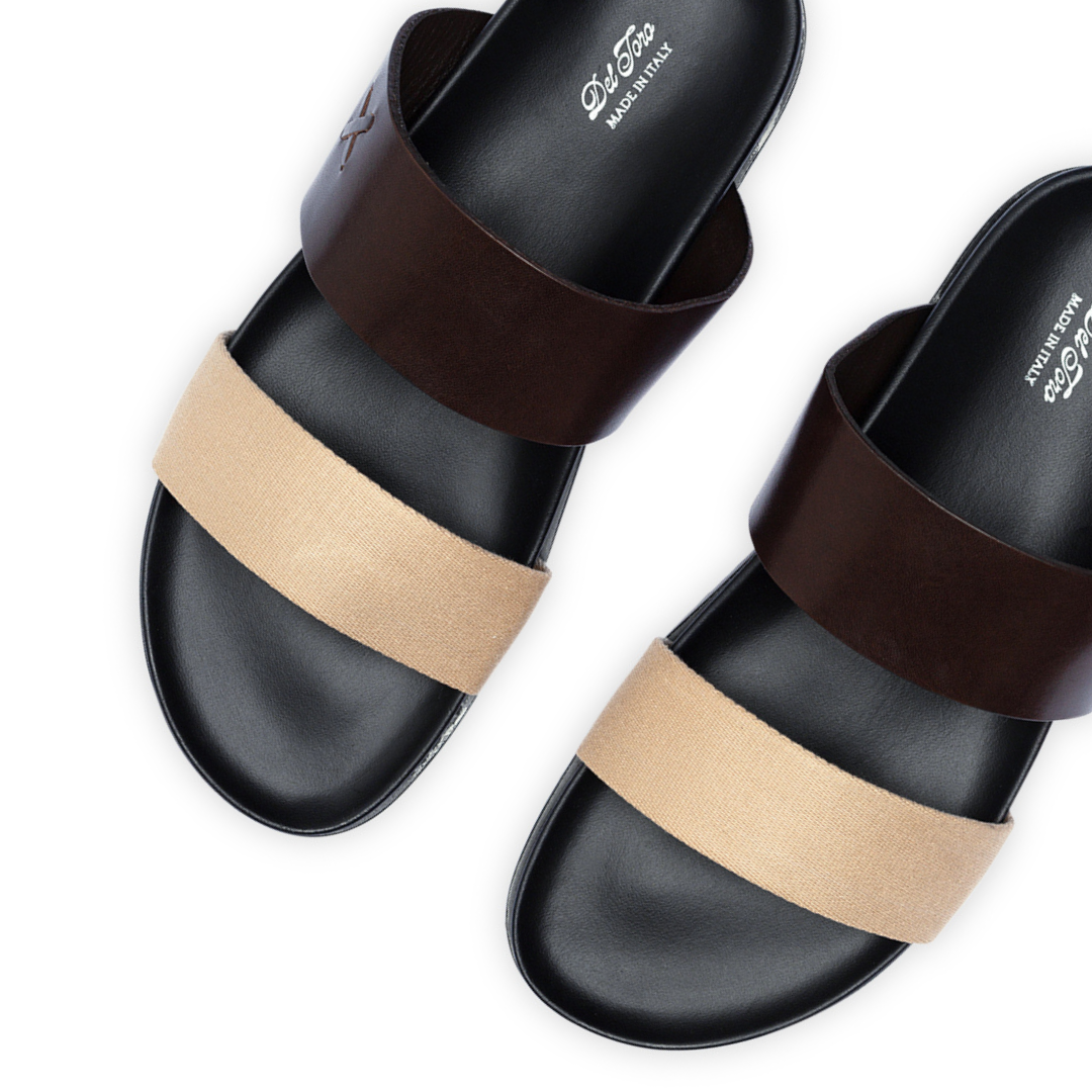 Del Toro Shoes Men's Brown & Tan Cinturini Sandal