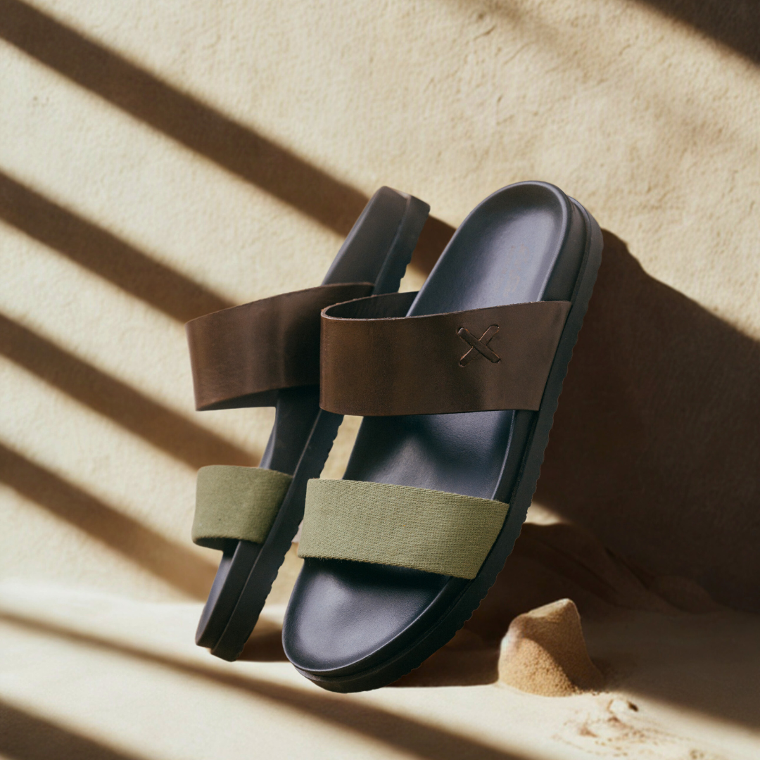 Del Toro Shoes Men's Brown & Green Cinturini Sandal