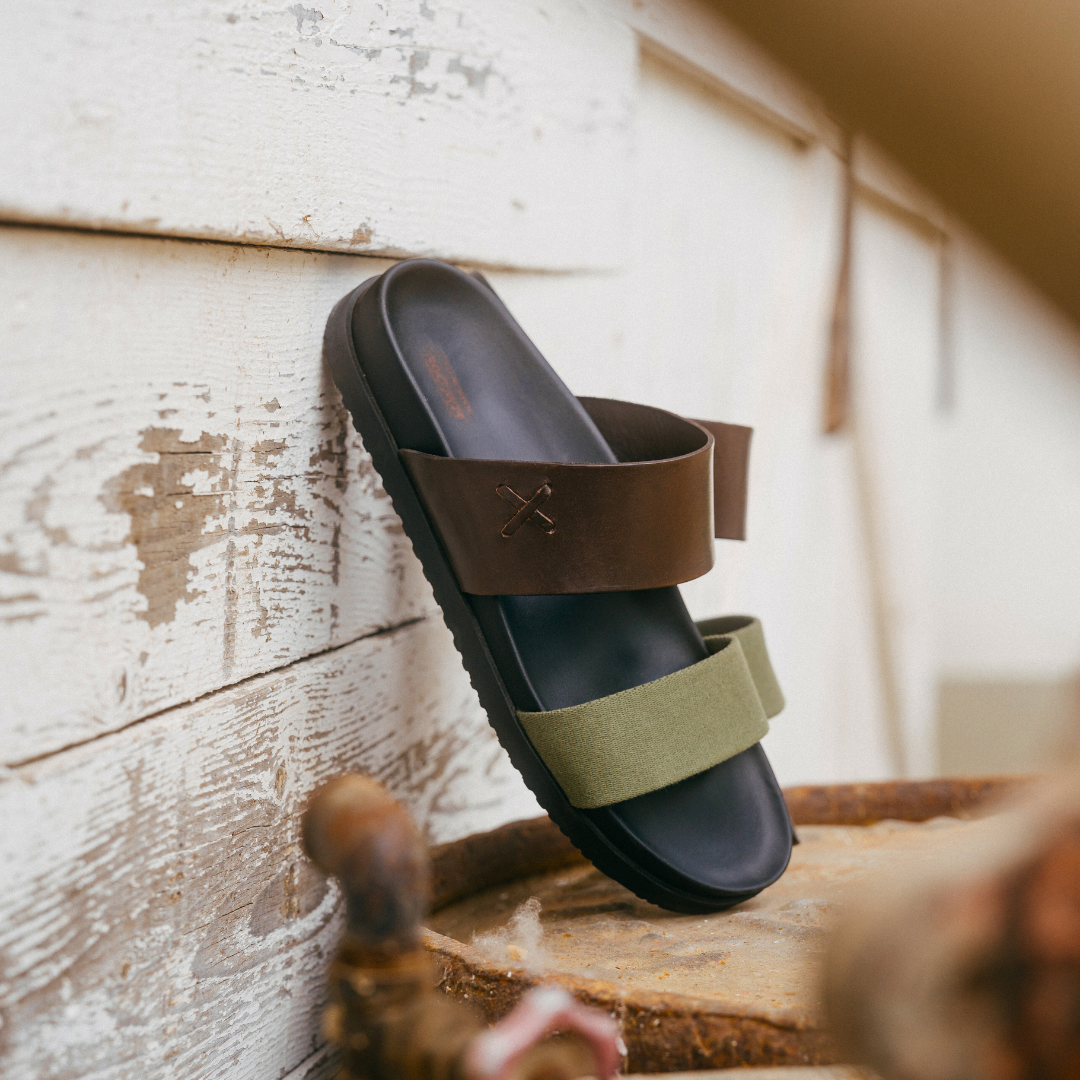 Del Toro Shoes Men's Brown & Green Cinturini Sandal
