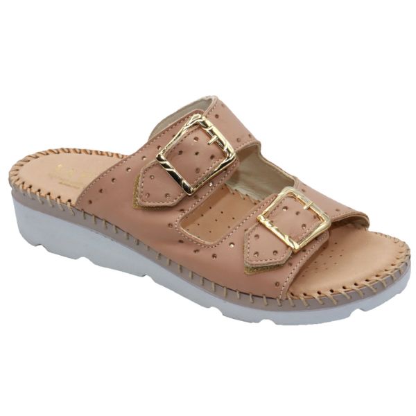 Clara Women’s Double-Buckle Leather Sandal