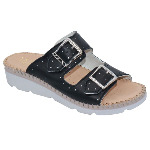 Clara Women’s Double-Buckle Leather Sandal