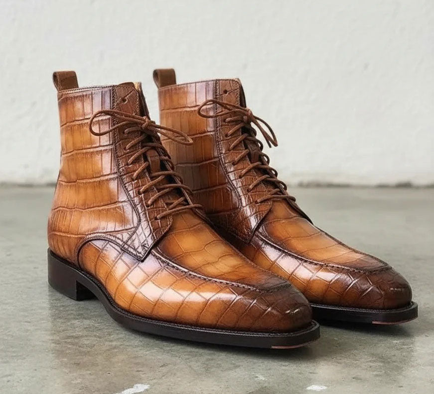 Maurice Combat Custom Made Alligator Boot - Cognac – product view 2