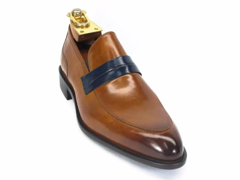 Mens Penny Loafer in Contrast Strap Carrucci Shoes Men's