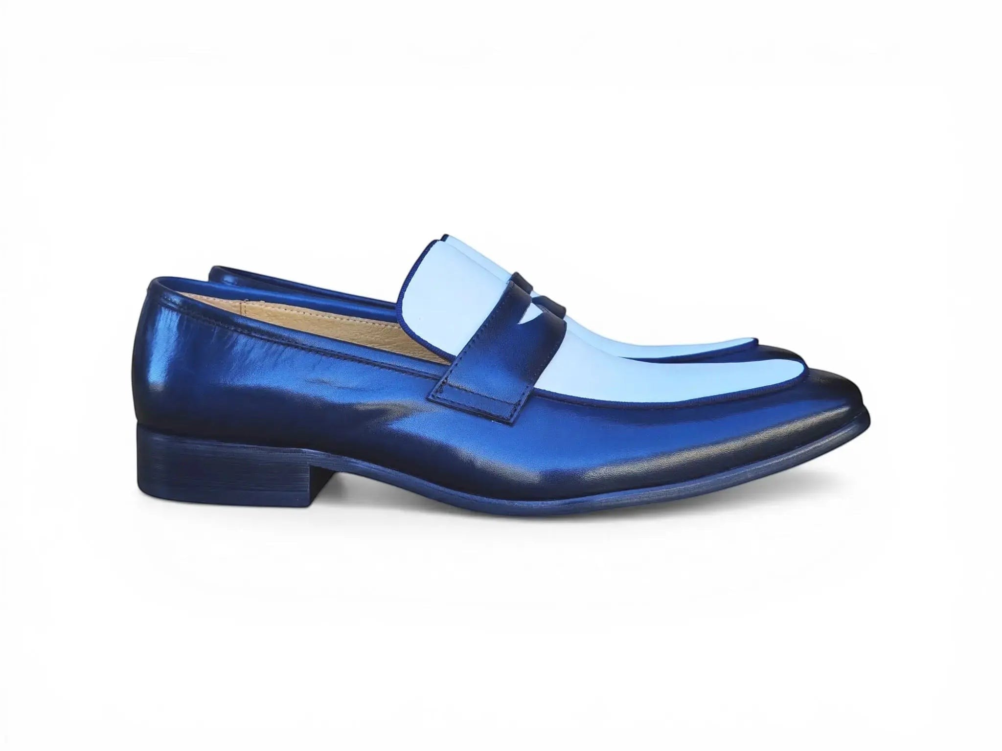 Carrucci Shoes Men's Two Tone Penny Loafer Calfskin KS2240 12T