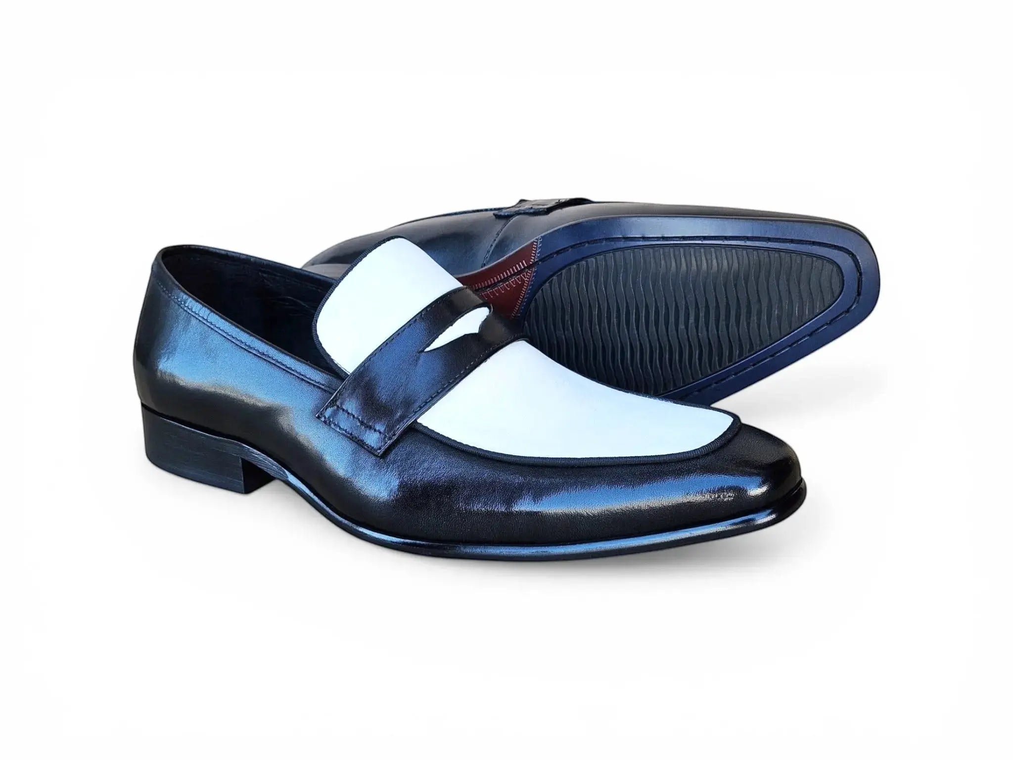 Carrucci Shoes Men's Two Tone Penny Loafer Calfskin KS2240 12T