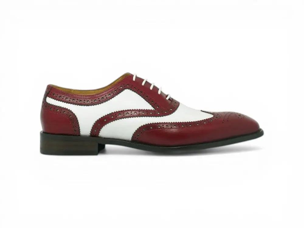 Carrucci Shoes Wingtip Oxford Leather Hand Burnished Two Tone KS509 25T top view