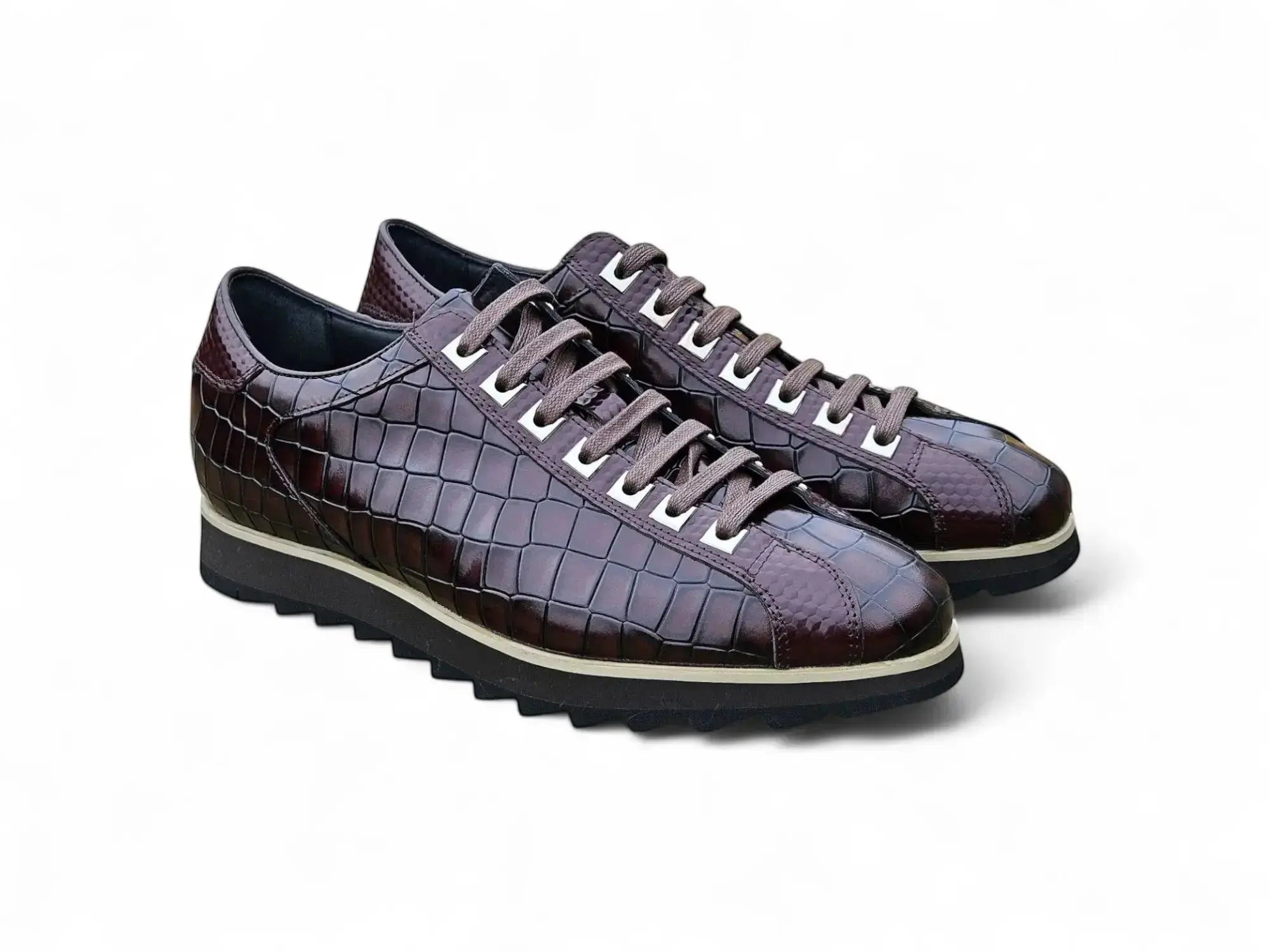 Carrucci Shoes Premium Crocodile Embossed Sneaker Leather KS626 02 view 7