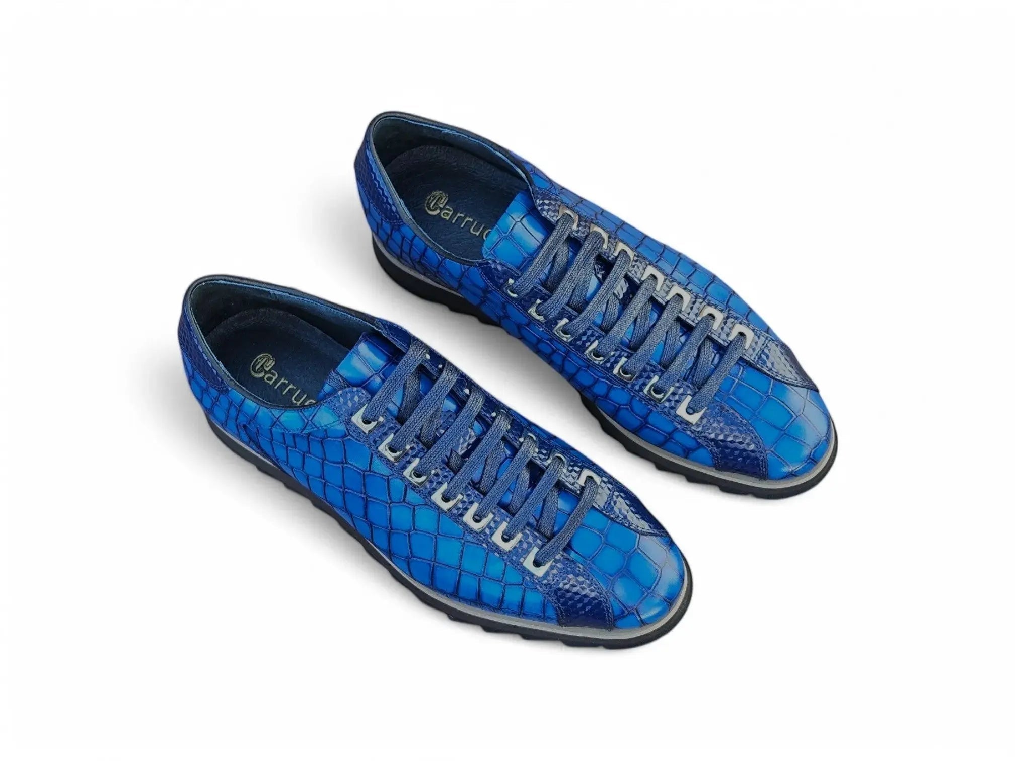 Carrucci Shoes Premium Crocodile Embossed Sneaker Leather KS626 02 front view