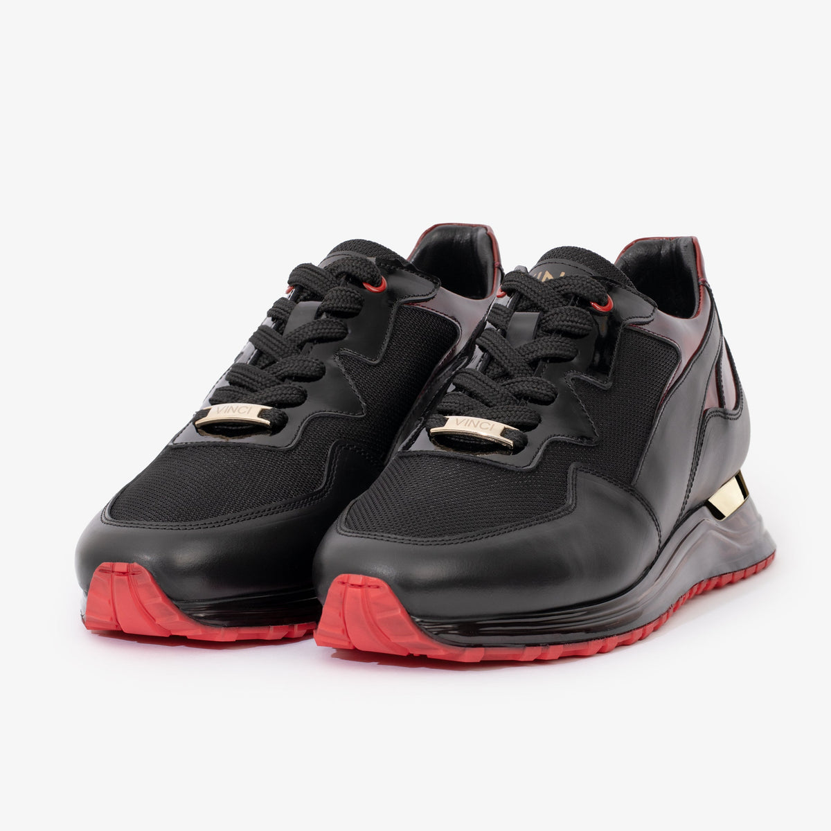 Vinci Leather The Rialto Black & Red Patent Leather Men Sneaker – product view 3