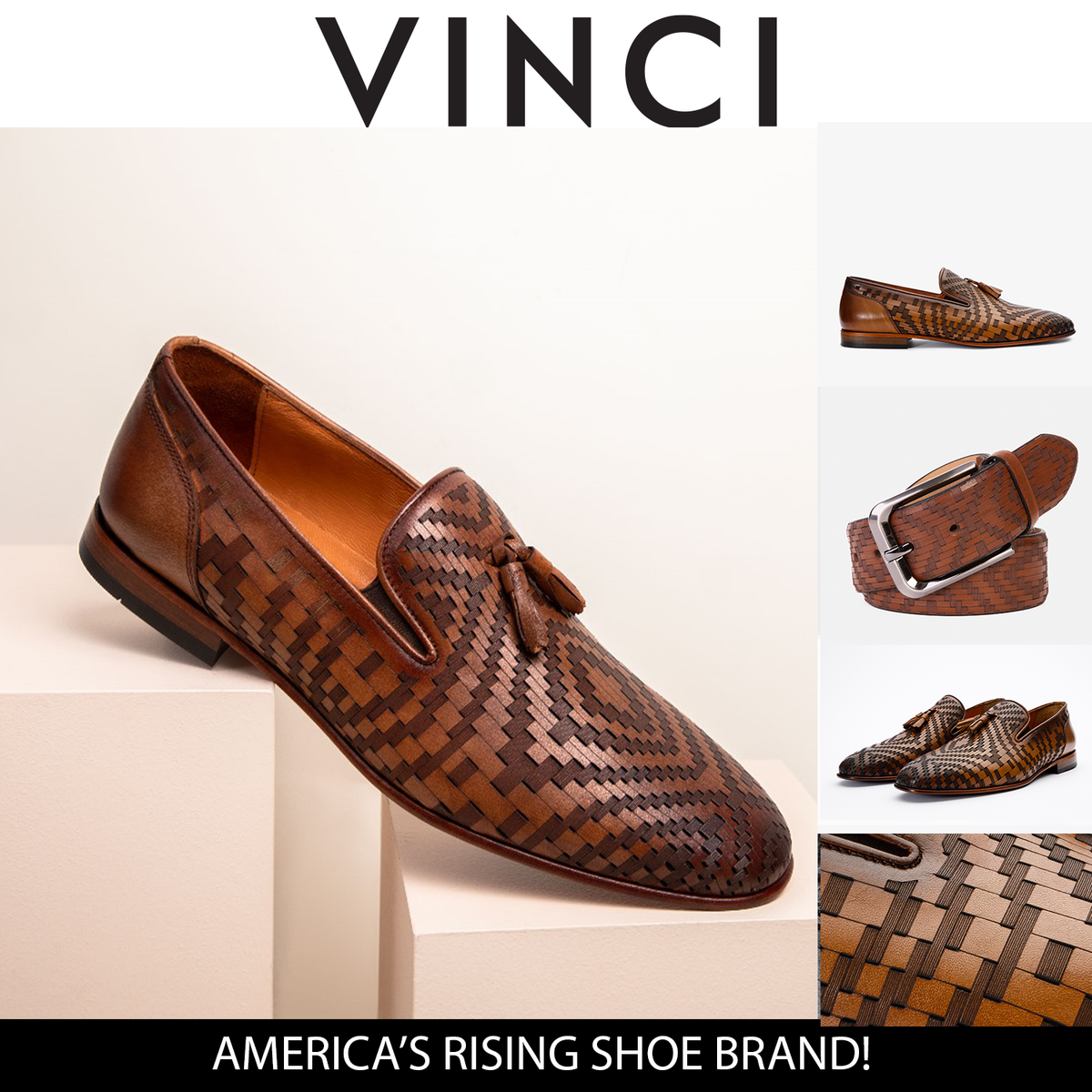 Vinci Leather The Meram Brown Leather Tassel Slip-On Loafer Men Shoe – product view 8