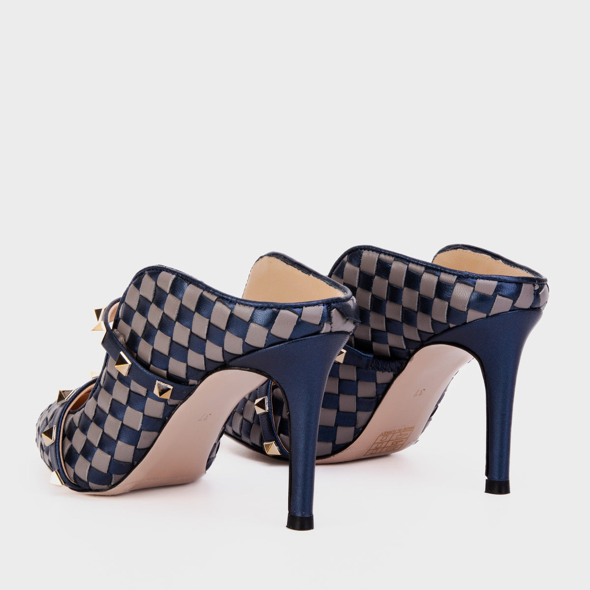 Vinci Leather The Dosso Navy Blue Handwoven Pointy Toe Leather Women Sandal – product view 5