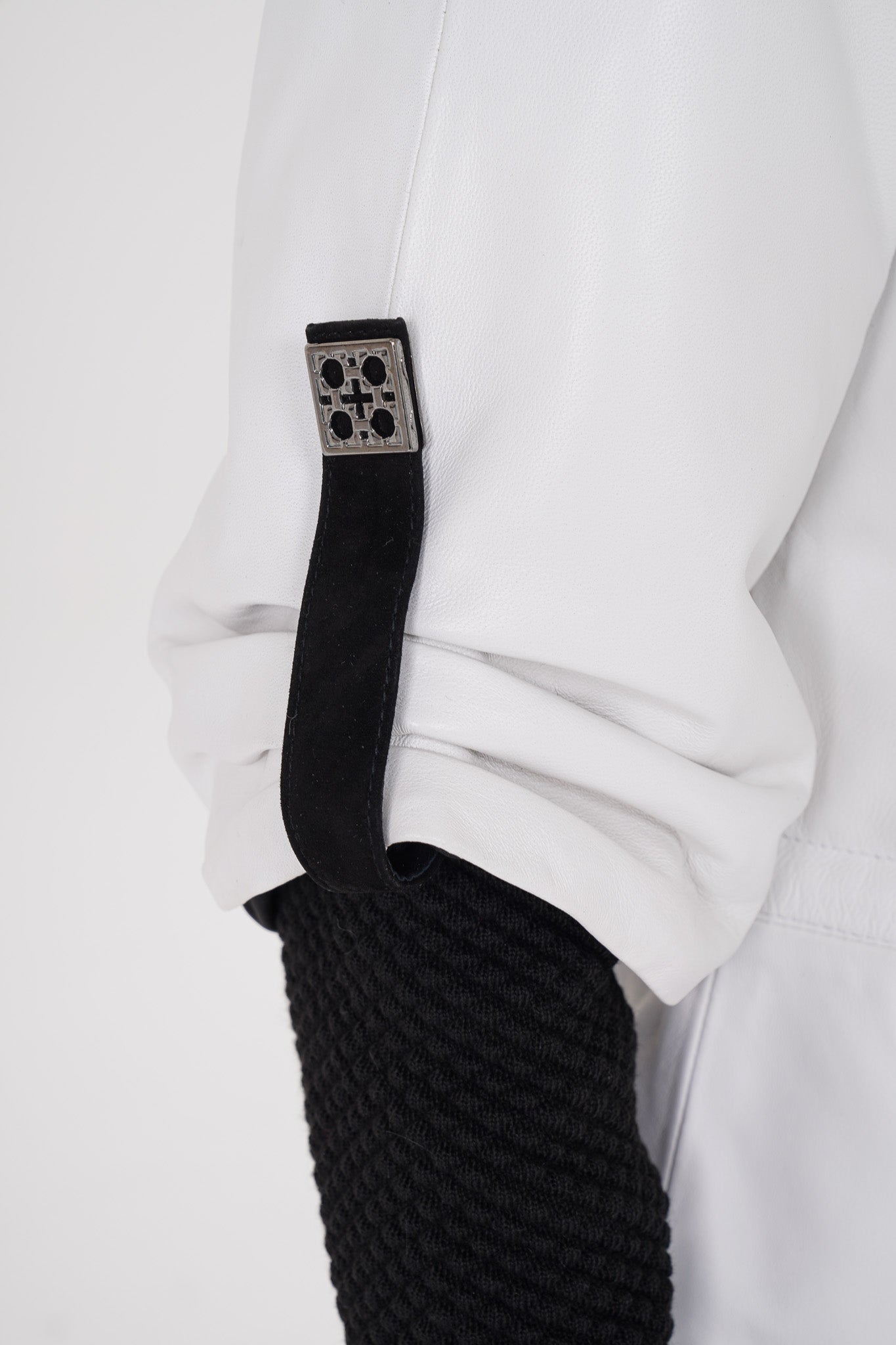 The Hudson White Leather Women Jacket