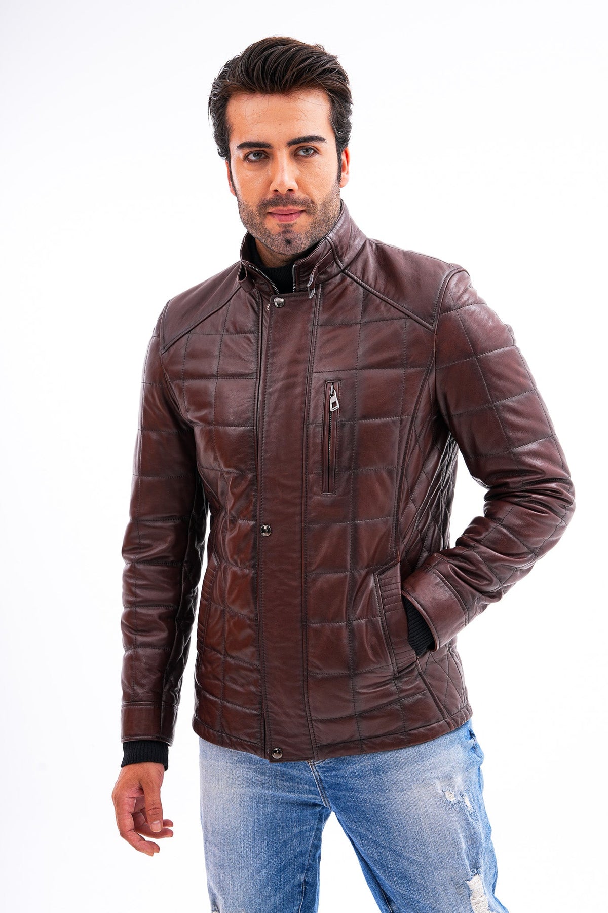 Vinci Leather The Modena Quilted Leather Men Jacket – product view 5