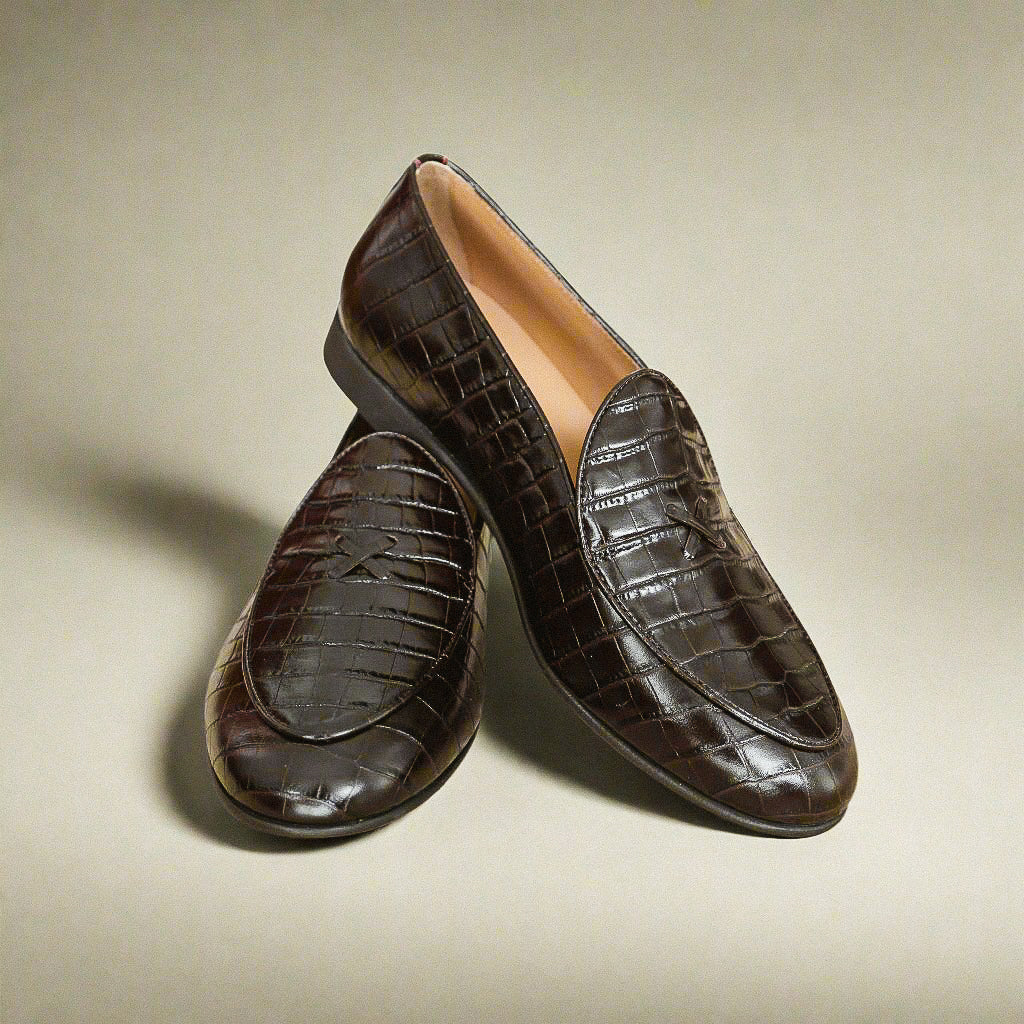 Del Toro Shoes Men's Chocolate Full Croc Milano Loafer