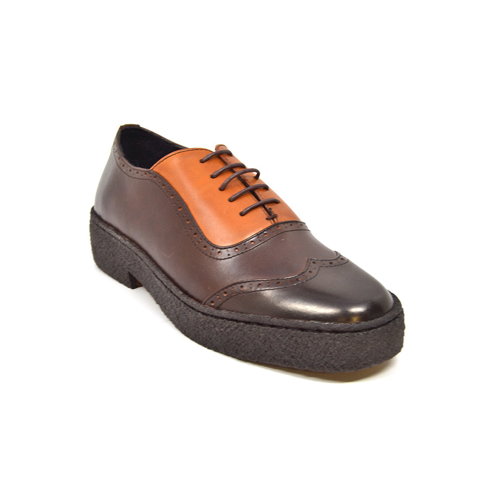 British Walkers Playboy Wingtip Men's Low Cut Brown and Rust Leather Shoes view 1
