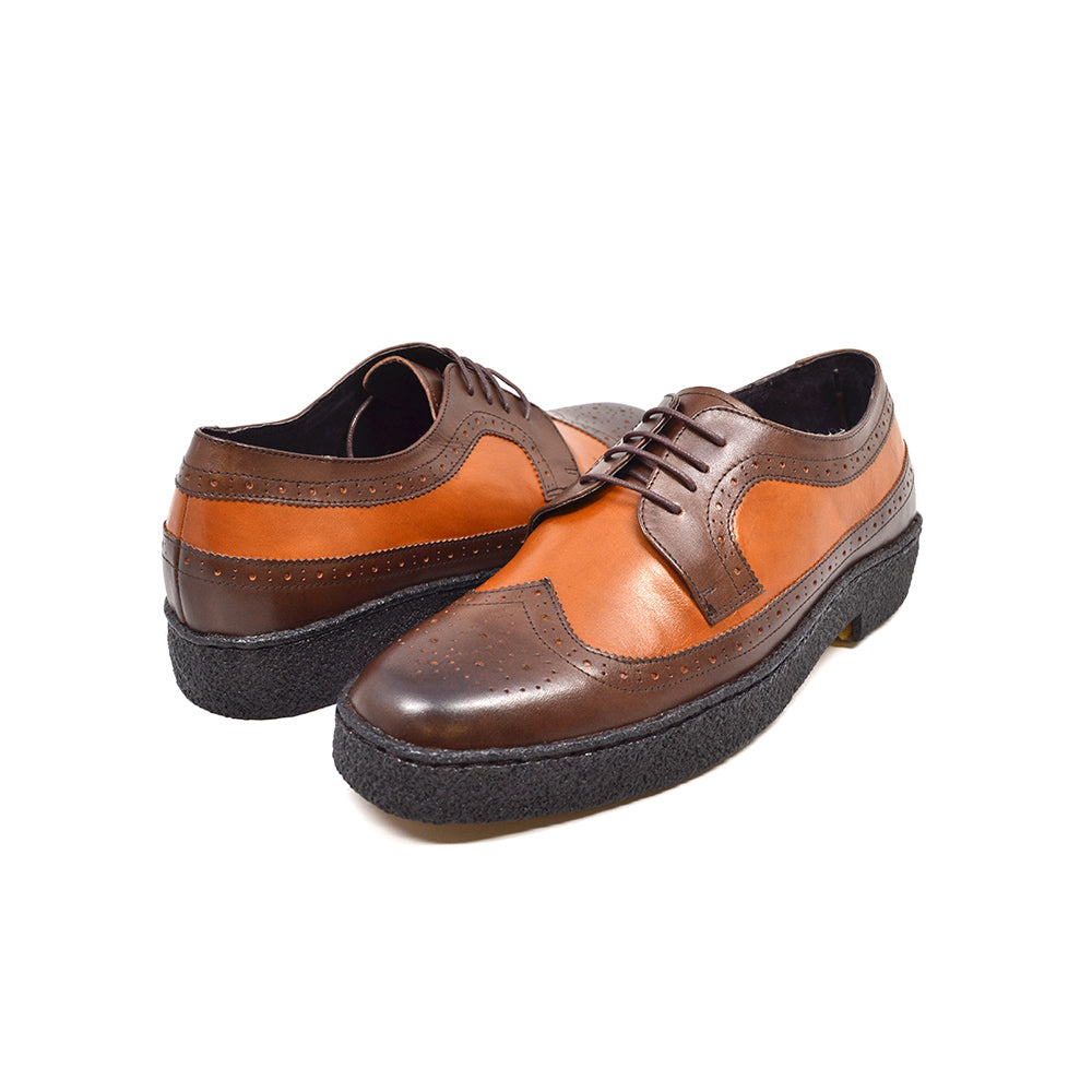 British Walkers Playboy Wingtip Men's Two Tone Low Cut Tan and Brown Shoes view 1