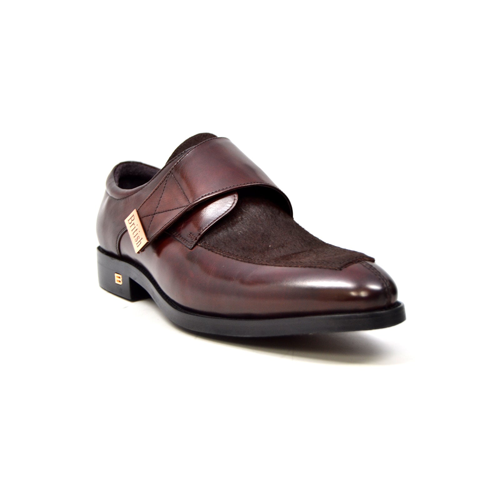 British Walkers Master Men's Black Leather and Pony Skin Strap Dress Shoes view 2