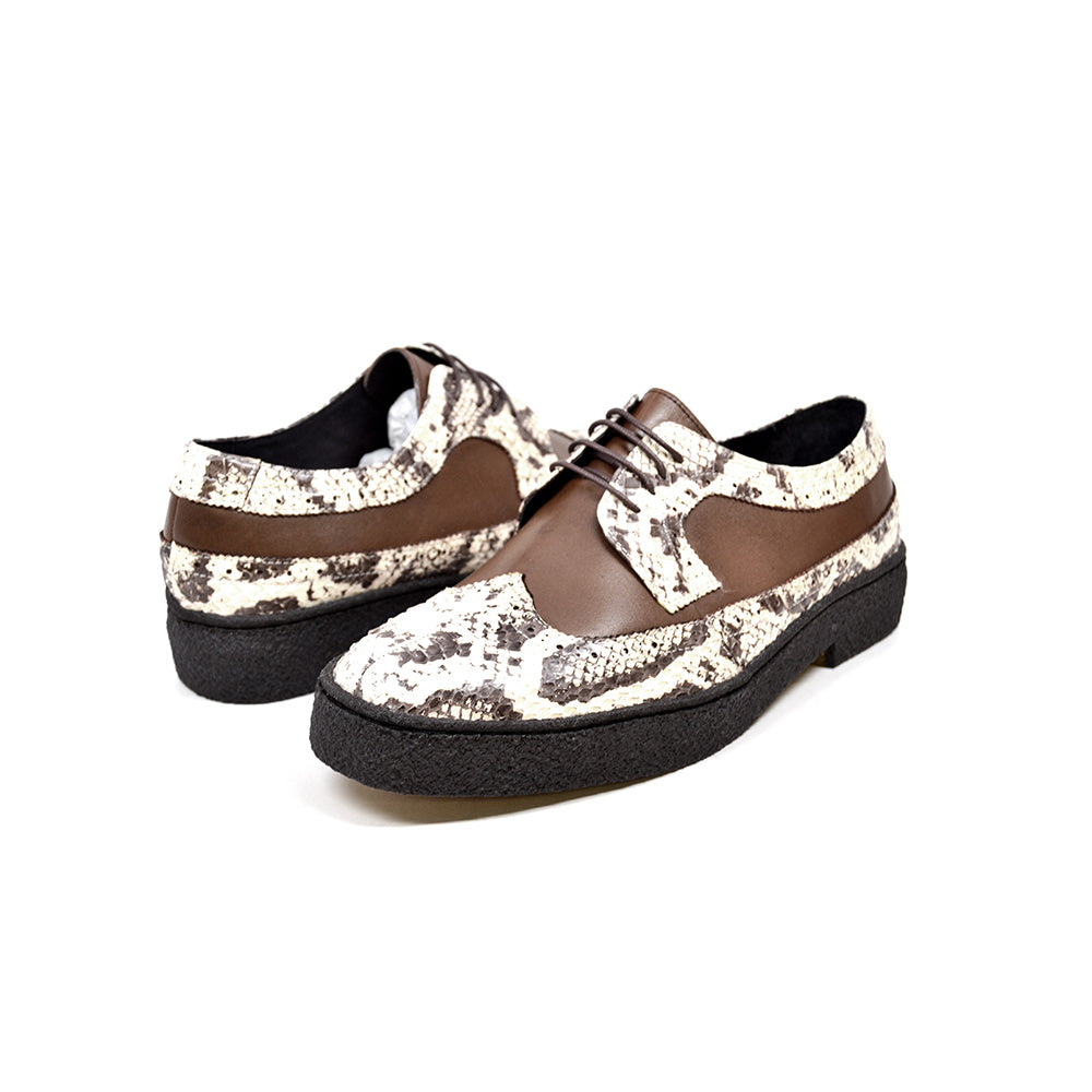 British Walkers Playboy Wingtip Men's Low Cut Brown Leather and Snake Skin Shoes view 1