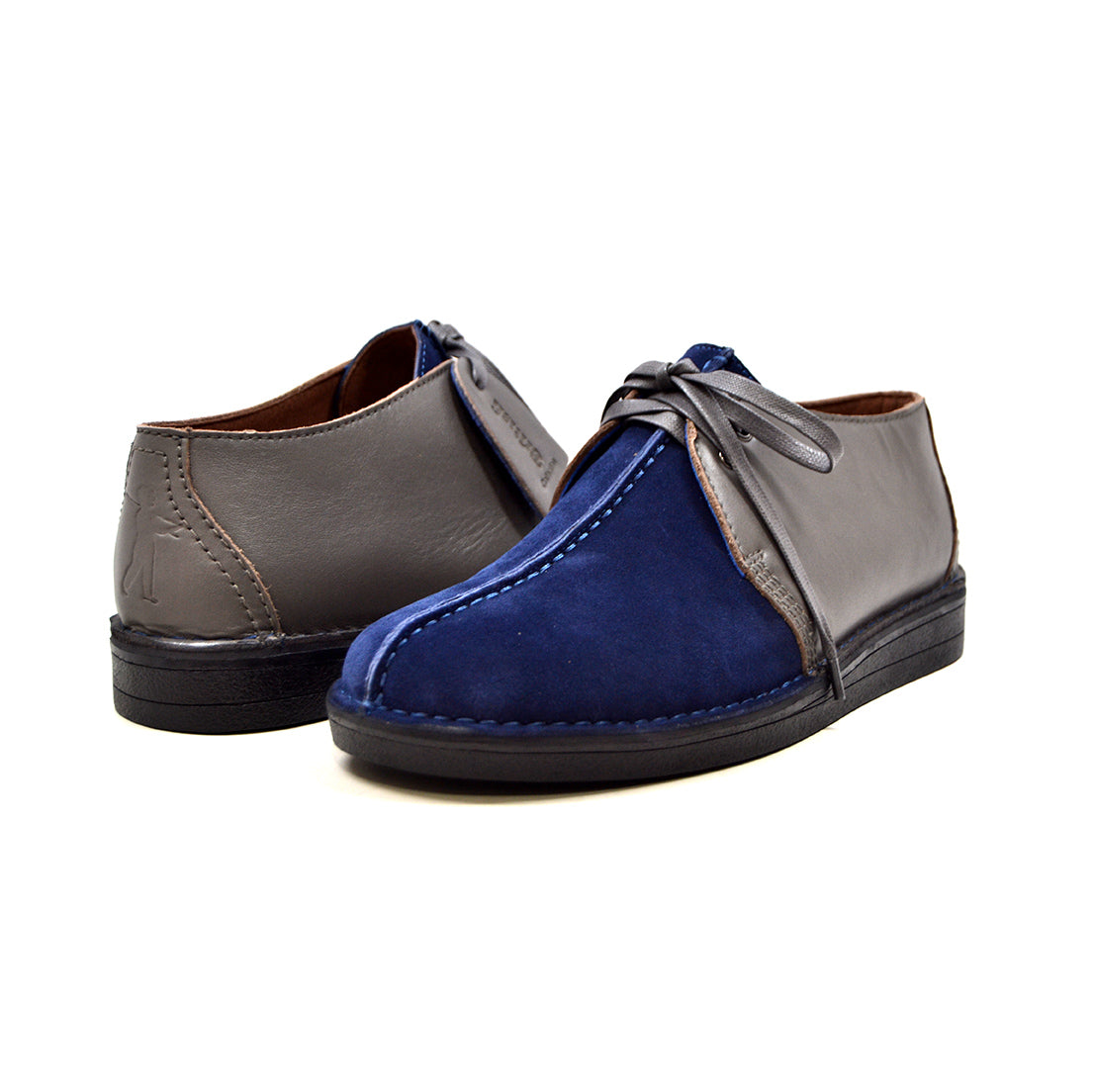 British Walkers Kingston Men's Black and Grey Split Toe Leather and Suede Lace Up Shoes view 46