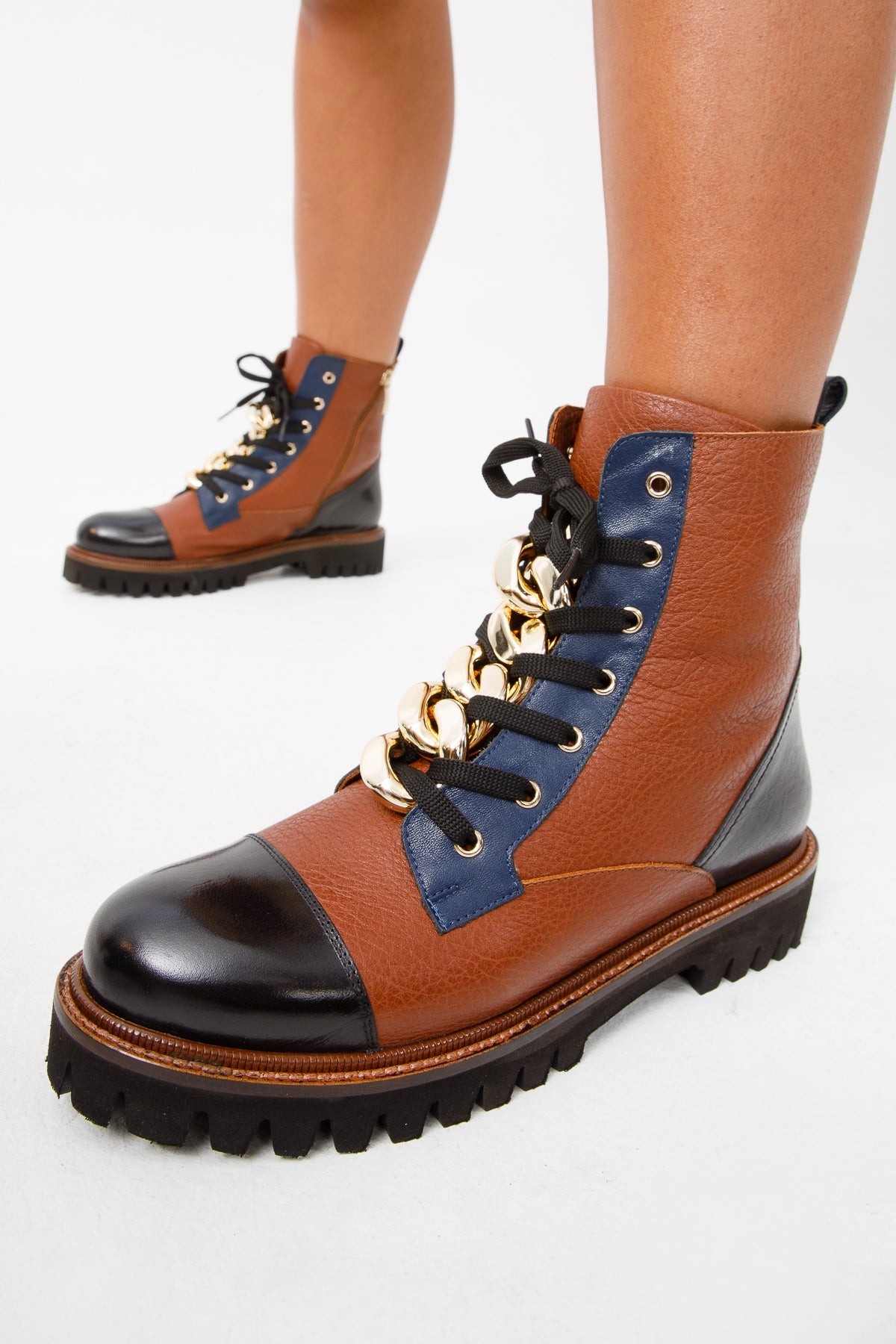 The Belgrad Brown Leather Lace-Up Ankle Women Boot With a Side Zipper Final Sale!