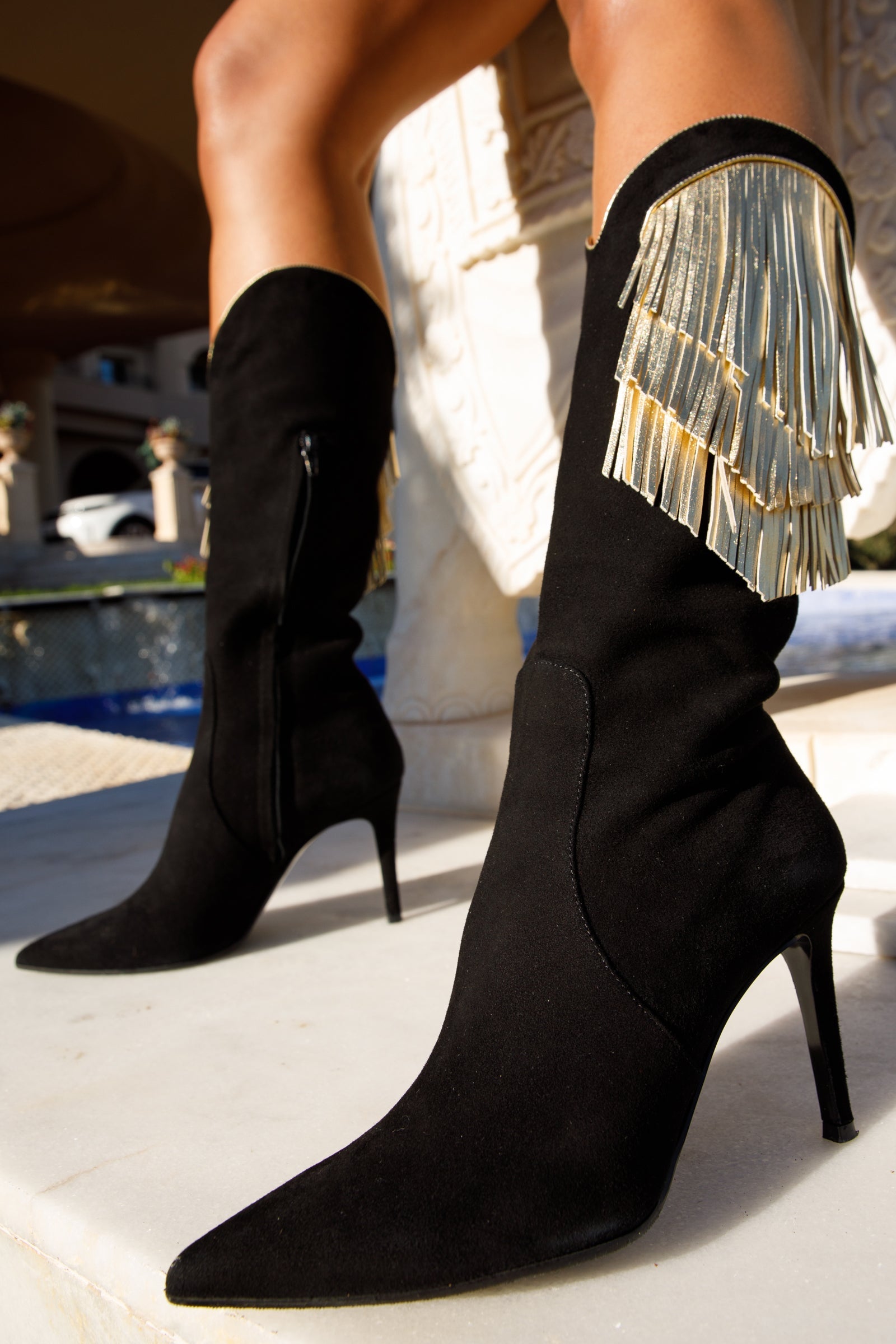 The Vienna Black Suede Leather Knee High Women Boot