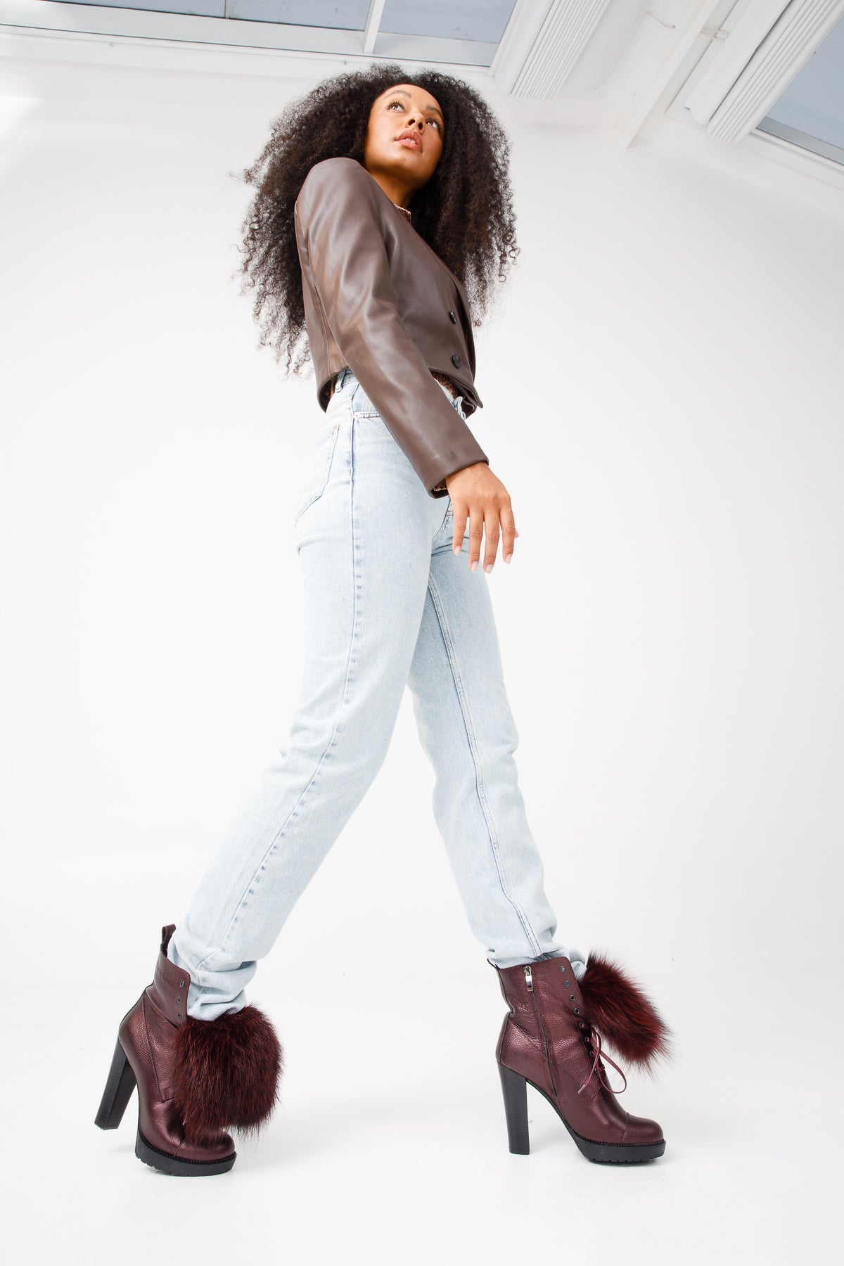 Vinci Leather The Melo Burgundy Leather Natural Mid Calf Platform Heel Women Boot – product view 13