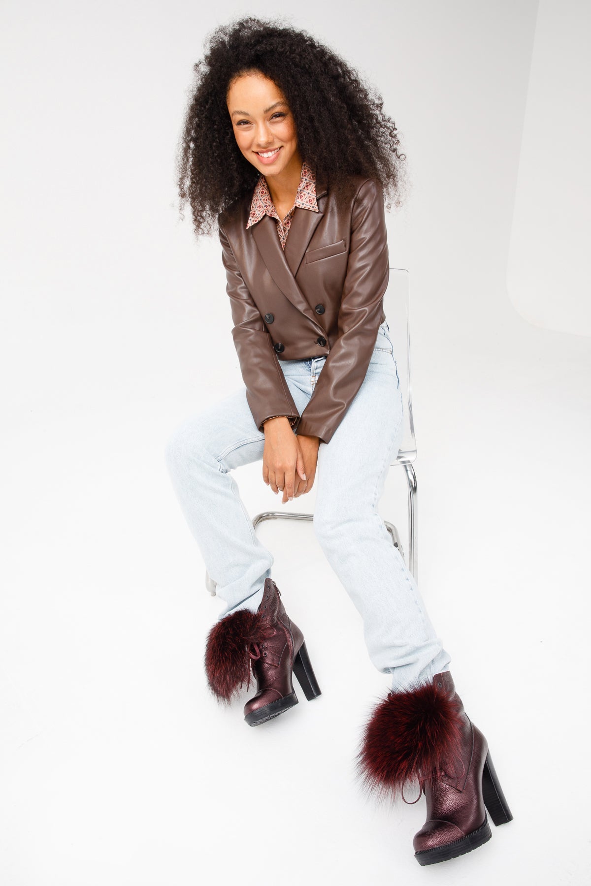 Vinci Leather The Melo Burgundy Leather Natural Mid Calf Platform Heel Women Boot – product view 14