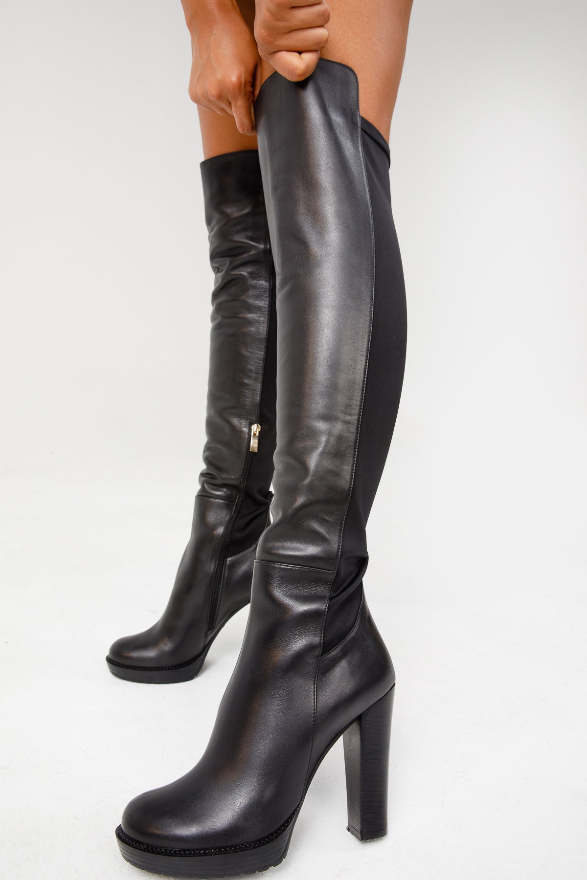 Vinci Leather The Sao Paulo Black Leather Knee High Platform Heel Women Boot – product view 8